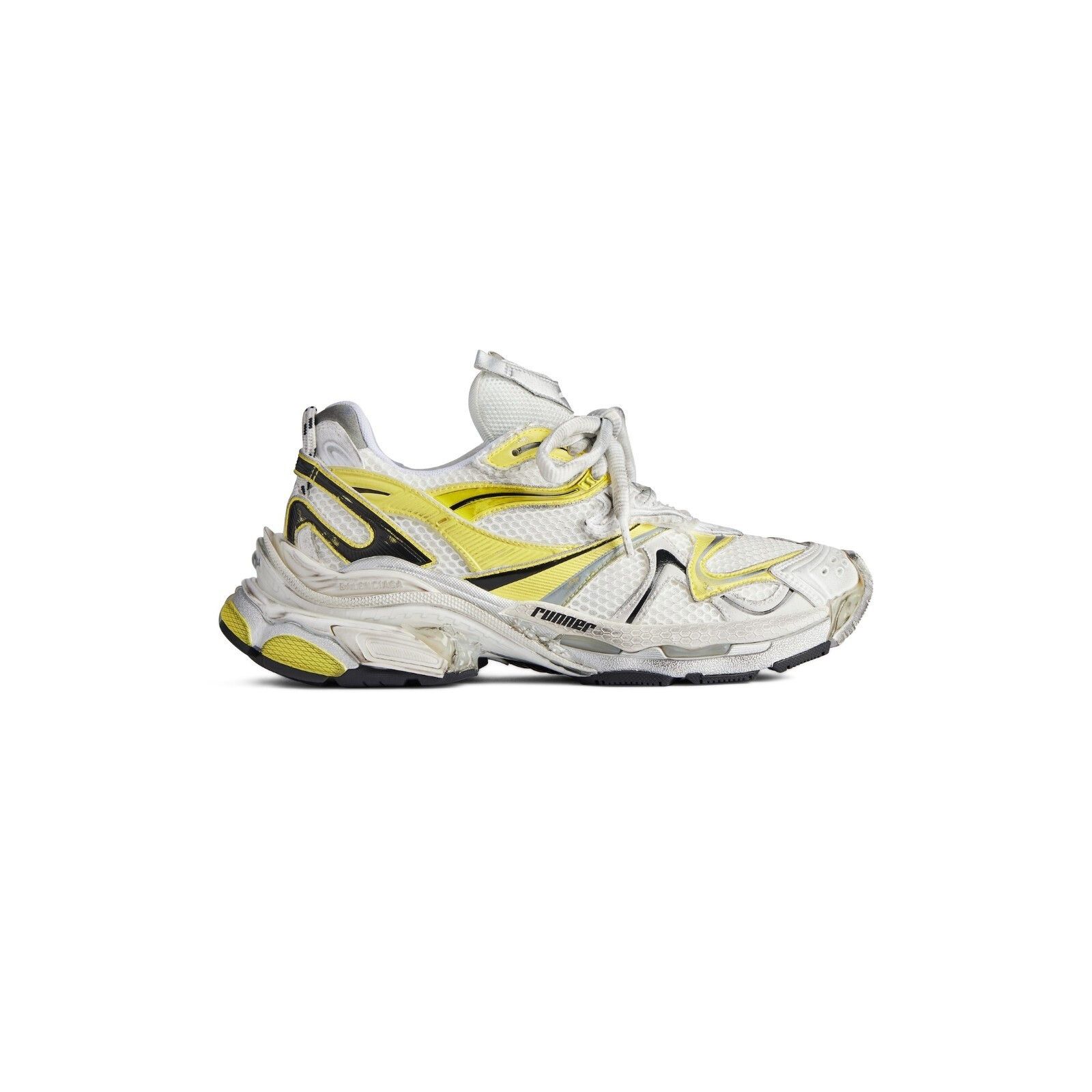 BALENCIAGA Runner 2.0 $1100 White/Yellow/Black Sneakers New