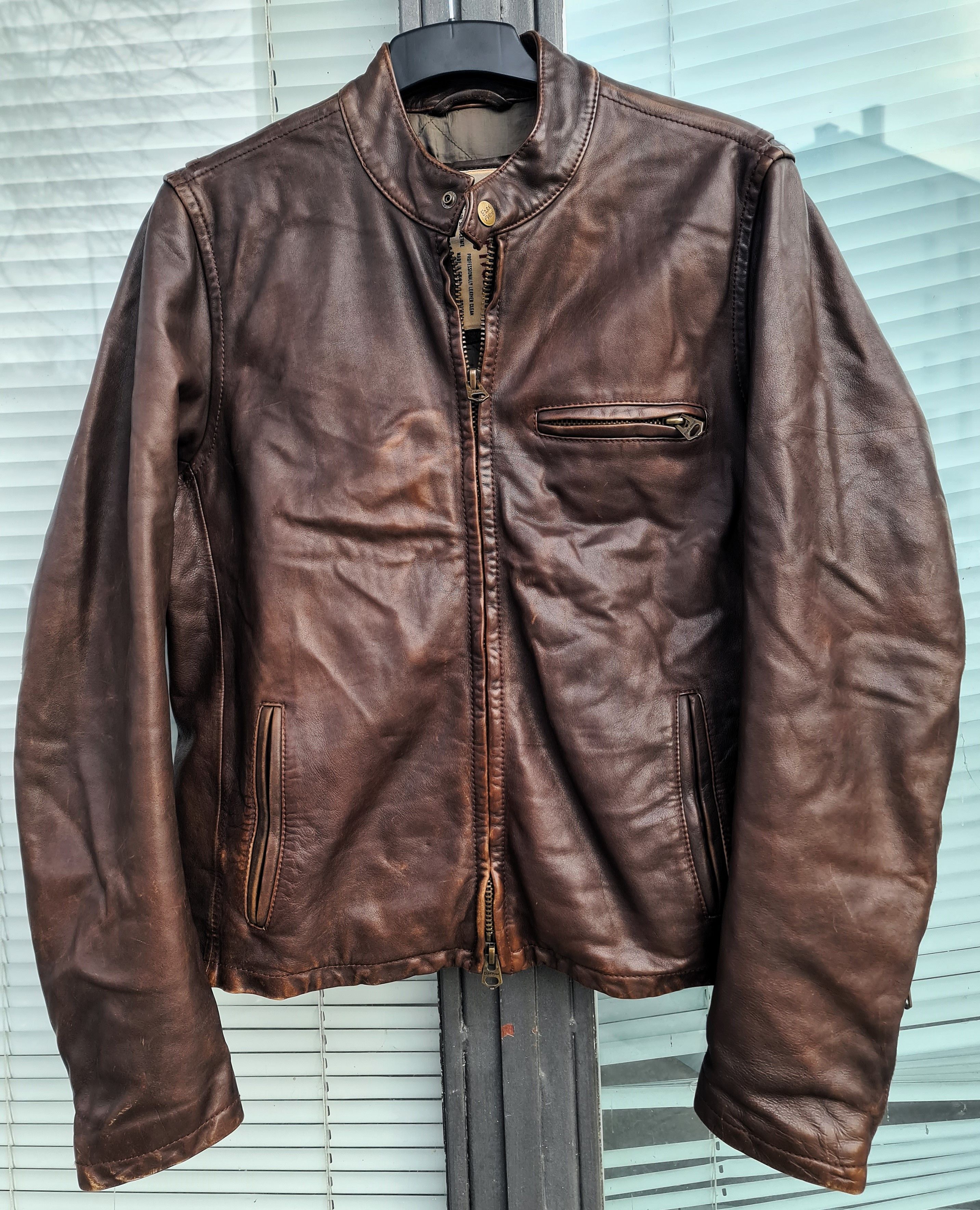 Vintage 1980's Abercrombie shops and Fitch brown leather jacket