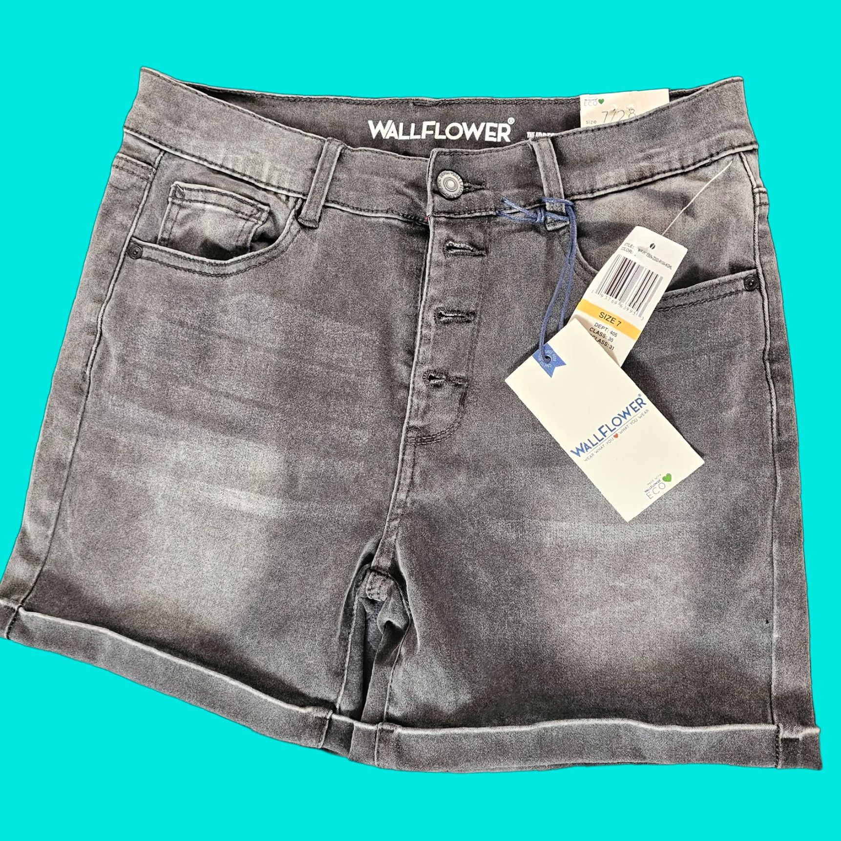 Vintage WALLFLOWER Jeans Black High Rise Midi Shorts Size 7 Womens Boyfriend Stretch NWT Size 28" / US 6 / IT 42 - 1 Thumbnail