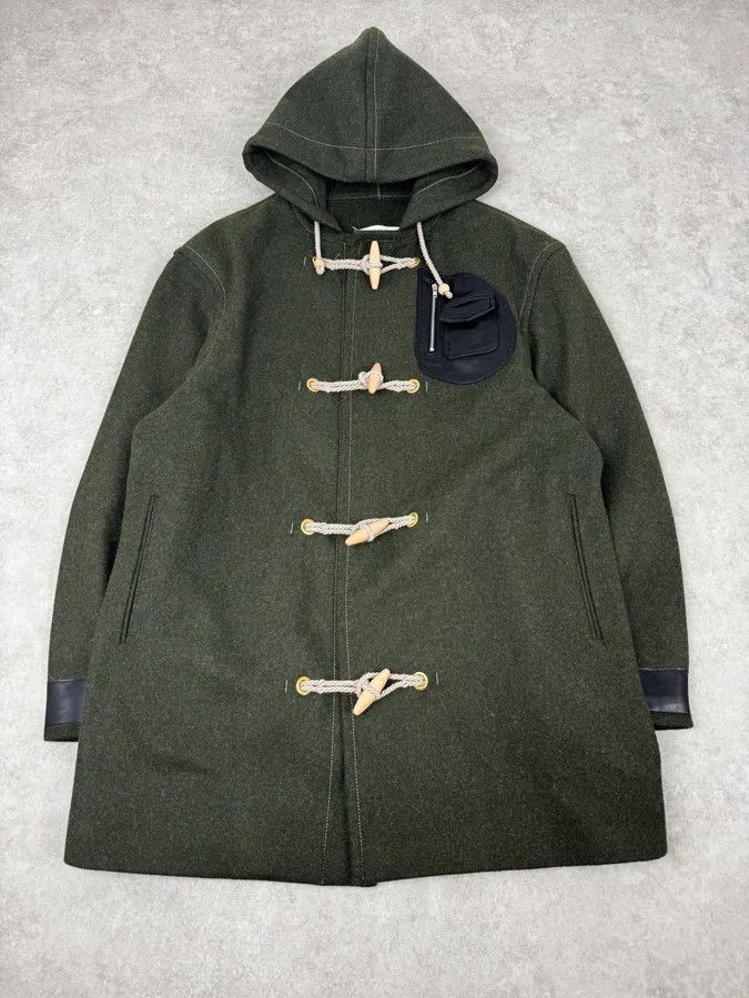 Maison Margiela AW2021 Maison Margiela Montgomery Green Wool & Leather Hooded Coat Size US M / EU 48-50 / 2 - 1 Thumbnail