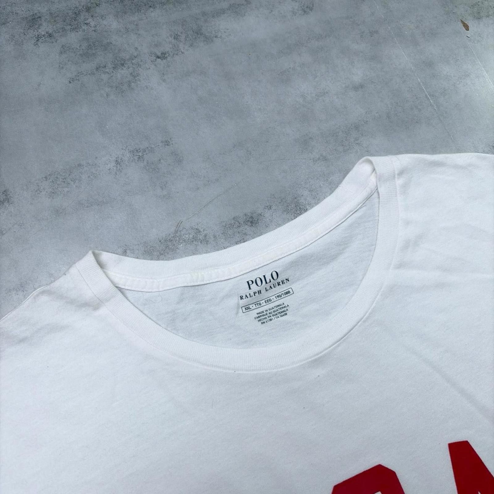 Polo Ralph Lauren Y2K White Polo Ralph Lauren USA Flag T-Shirt Size US XXL / EU 58 / 5 - 5 Thumbnail