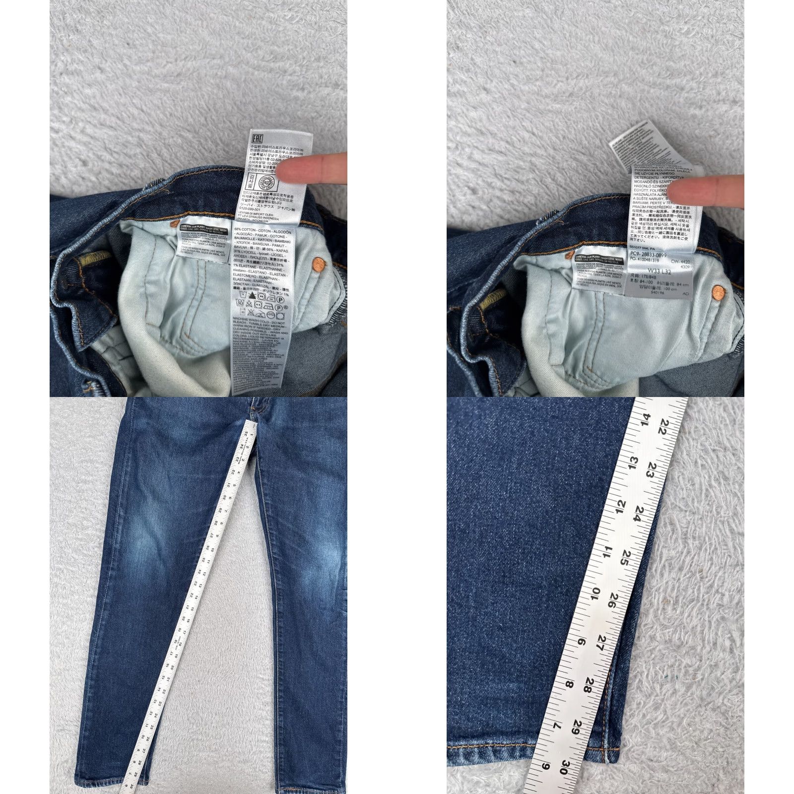 Levi's Levis 512 Jeans Denim Blue Distressed 31x30 Regular Fit 5-Pocket Cotton Button Closure Mens Jeans Size US 33 - 8 Thumbnail