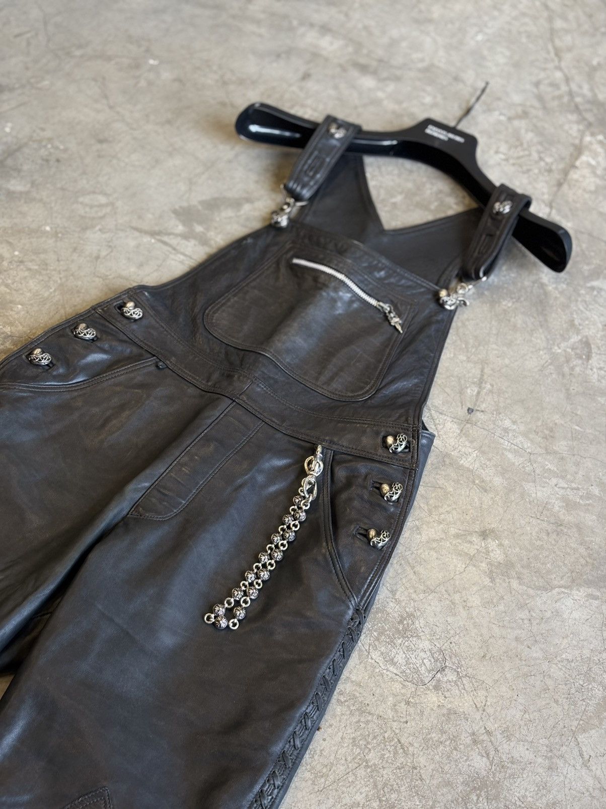 Chrome Hearts 1/1 crazy silver sterling & patches Leather overalls Size US 32 / EU 48 - 3 Thumbnail