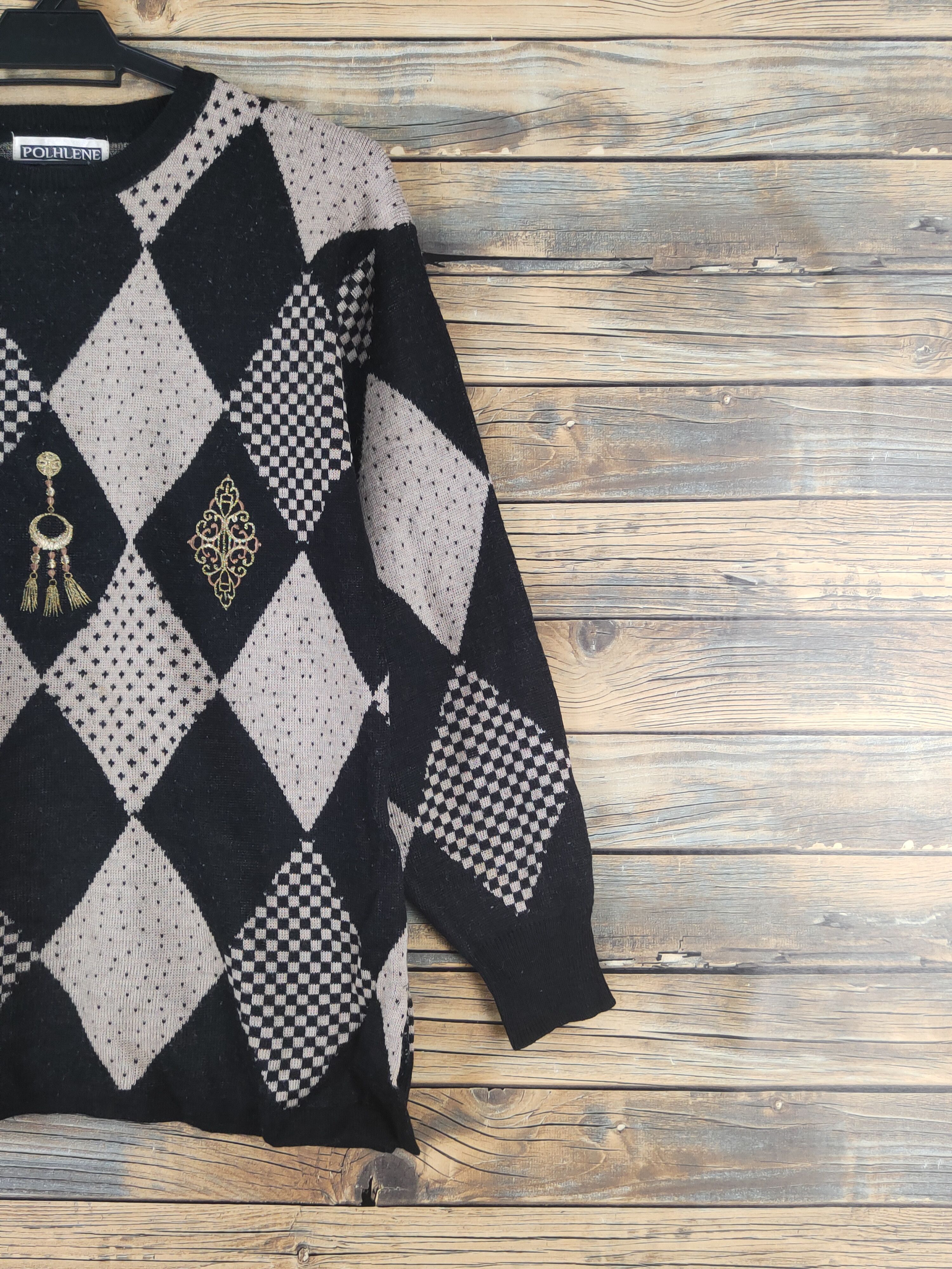 Homespun Knitwear Polhlene Black Brown Knitwear Long Sleeve T-shirts #W1530 Size M / US 6-8 / IT 42-44 - 5 Thumbnail