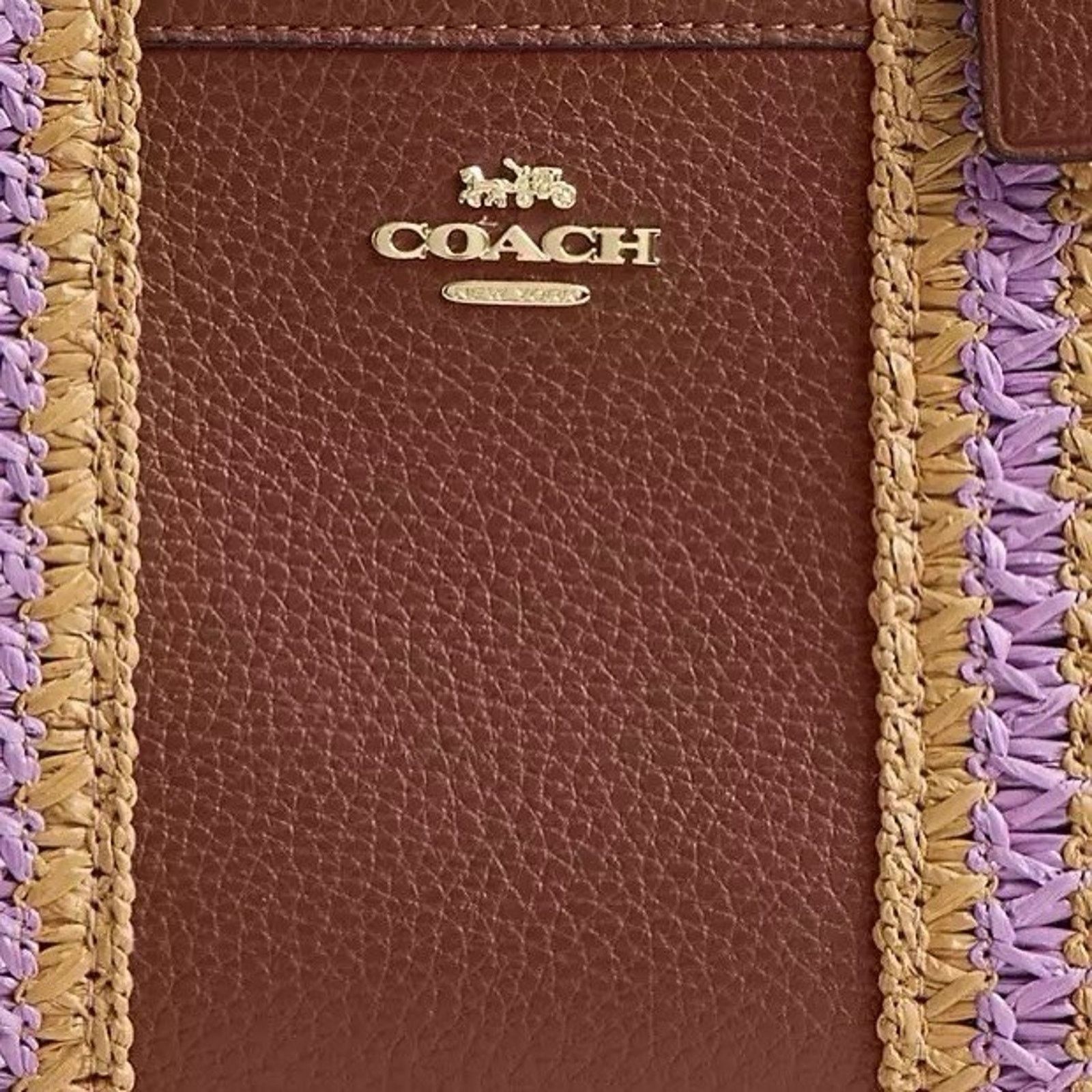 Coach NWT Coach Smith Tote Bag 24 CBG91 Straw Leather Redwood Size ONE SIZE - 9 Thumbnail