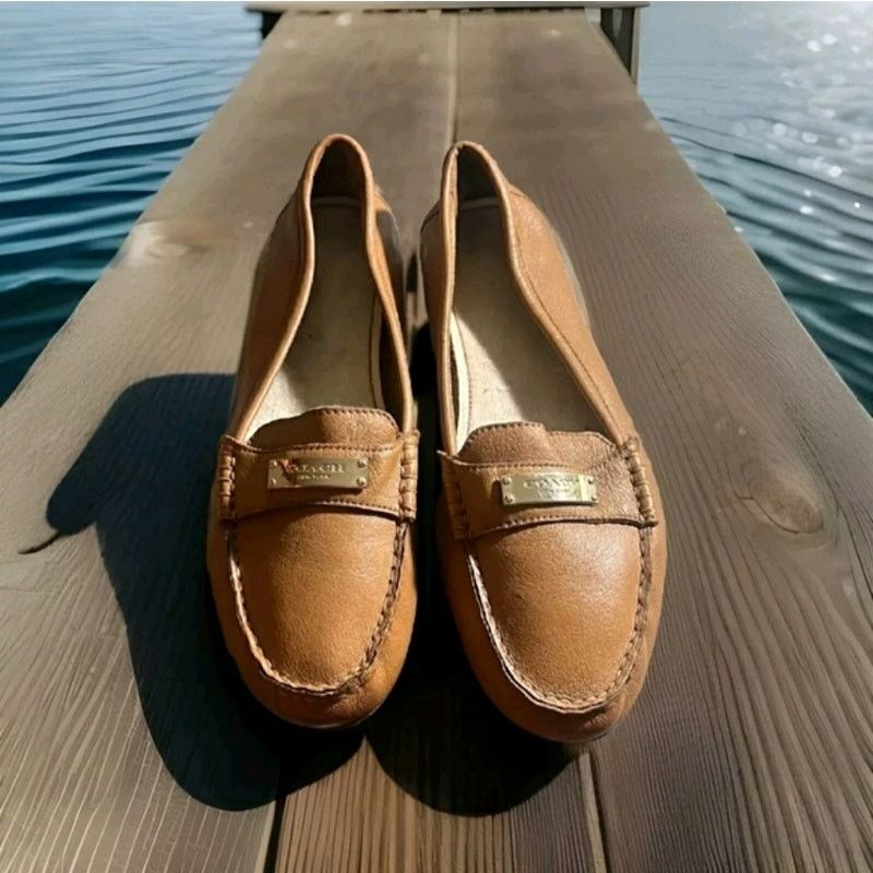 Coach COACH Fredrica Tan Soft Pebbled Leather Flat Loafers Size 9 Size US 9 / IT 39 - 1 Thumbnail