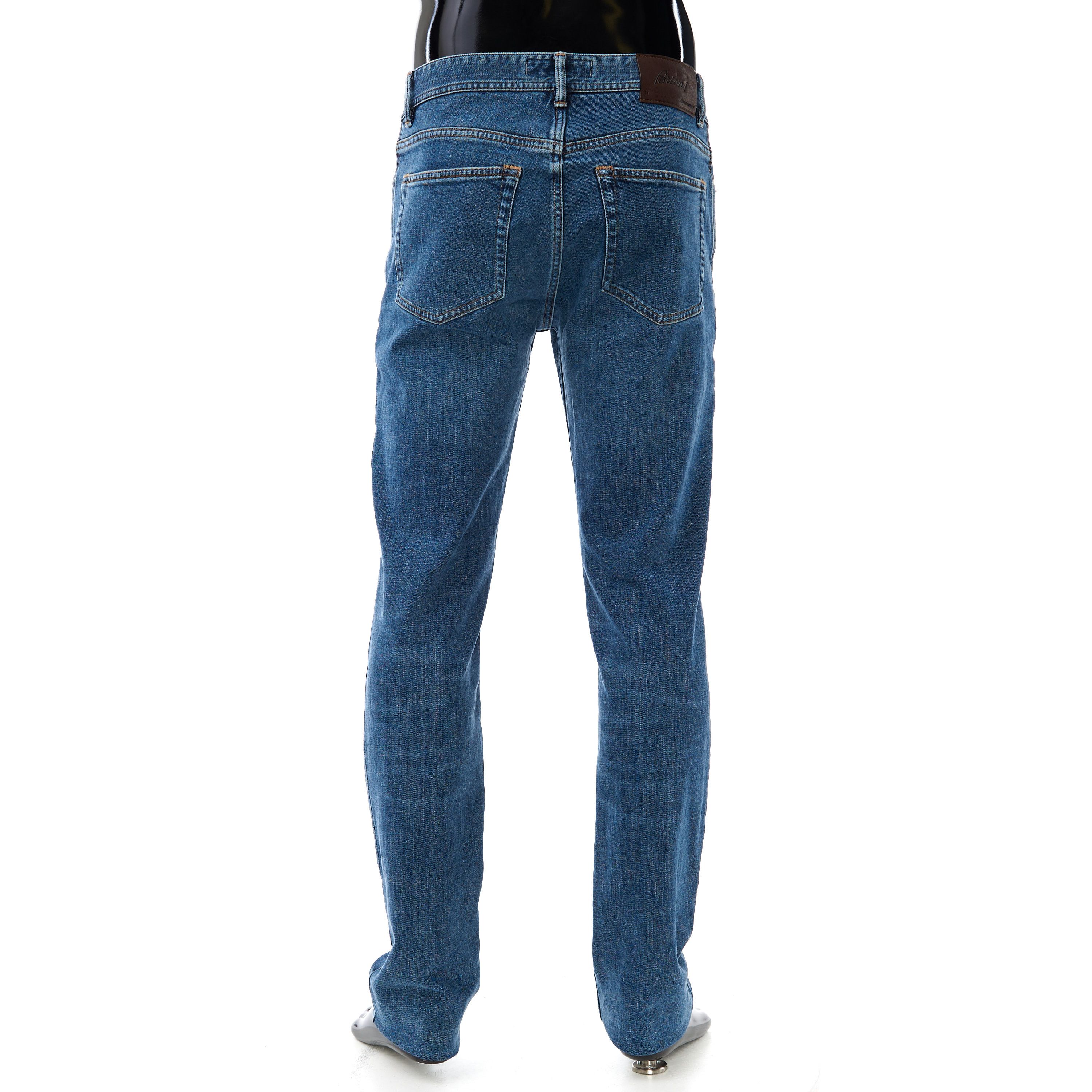 Brioni Regular Fit Jeans In Medium Blue Stretch Cotton Size US 34 / EU 50 - 4 Thumbnail