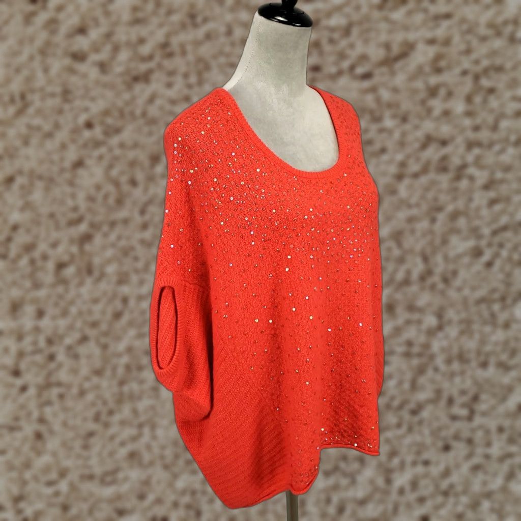 Free People VINTAGE Free People Sweater Women's Small Oversized Knit Pullover Bohemian Fall Winter Orange Size S / US 4 / IT 40 - 1 Thumbnail