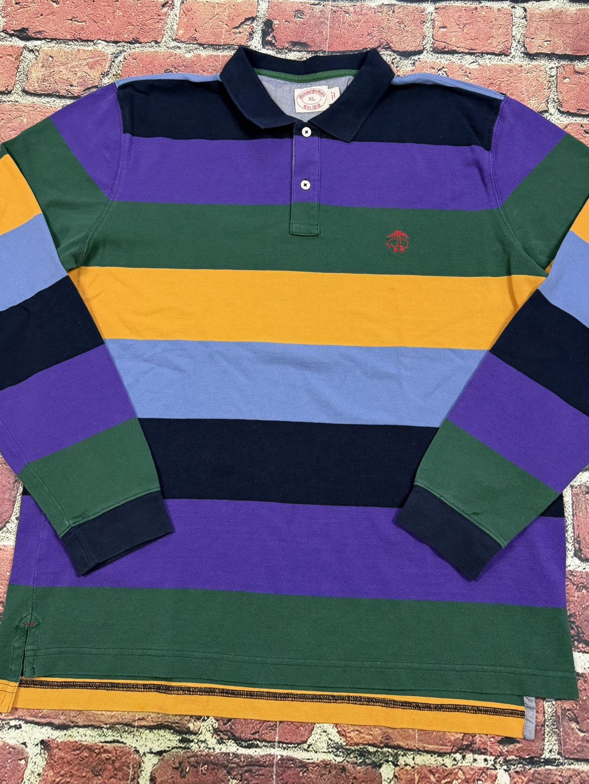 Brooks Brothers Brooks Brothers Long Sleeve Polo Striped Color-Block Rugby Size US XL / EU 56 / 4 - 6 Thumbnail
