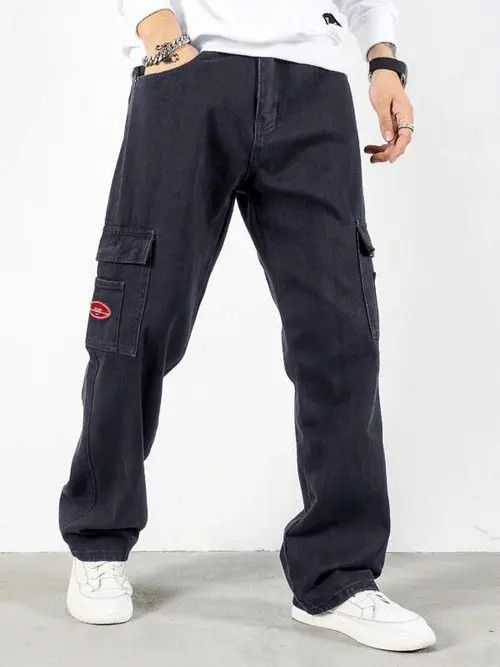 Jean Cargo Pocket Denim Jeans Straight fit Size US 34 / EU 50 - 2 Thumbnail