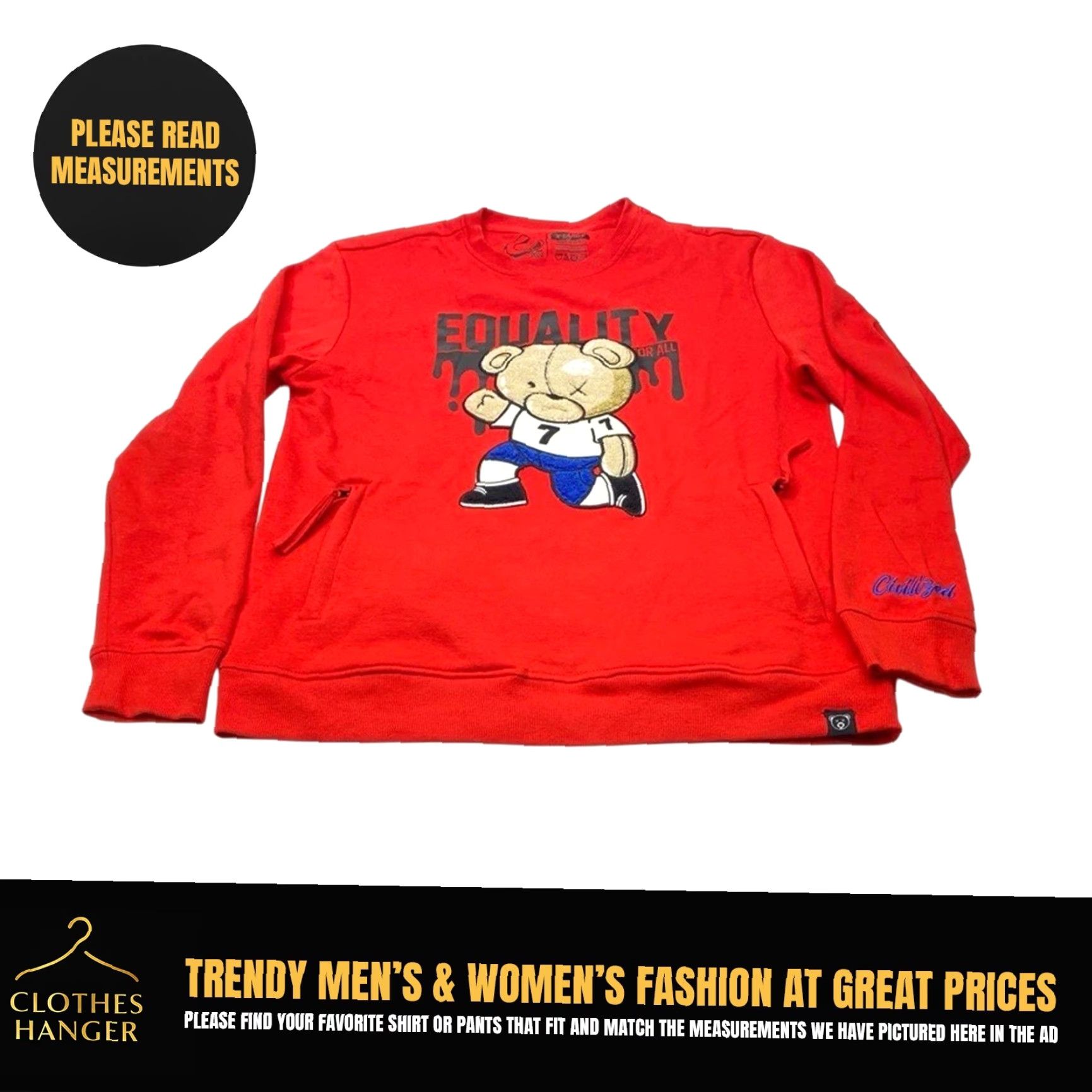 Vintage Civilized Sweatshirt Mens XL Red Embroidered Kapernick #7 Bear Crewneck EUC Size US XL / EU 56 / 4 - 2 Thumbnail