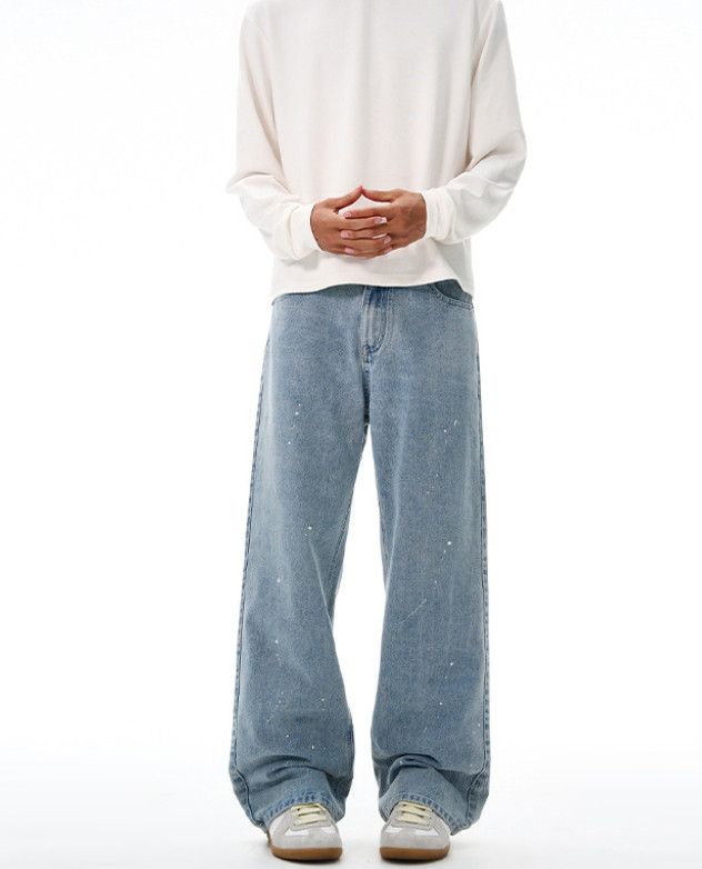 Japanese Brand Ink-splatter high street baggy wide-leg jeans for men Size US 32 / EU 48 - 1 Thumbnail
