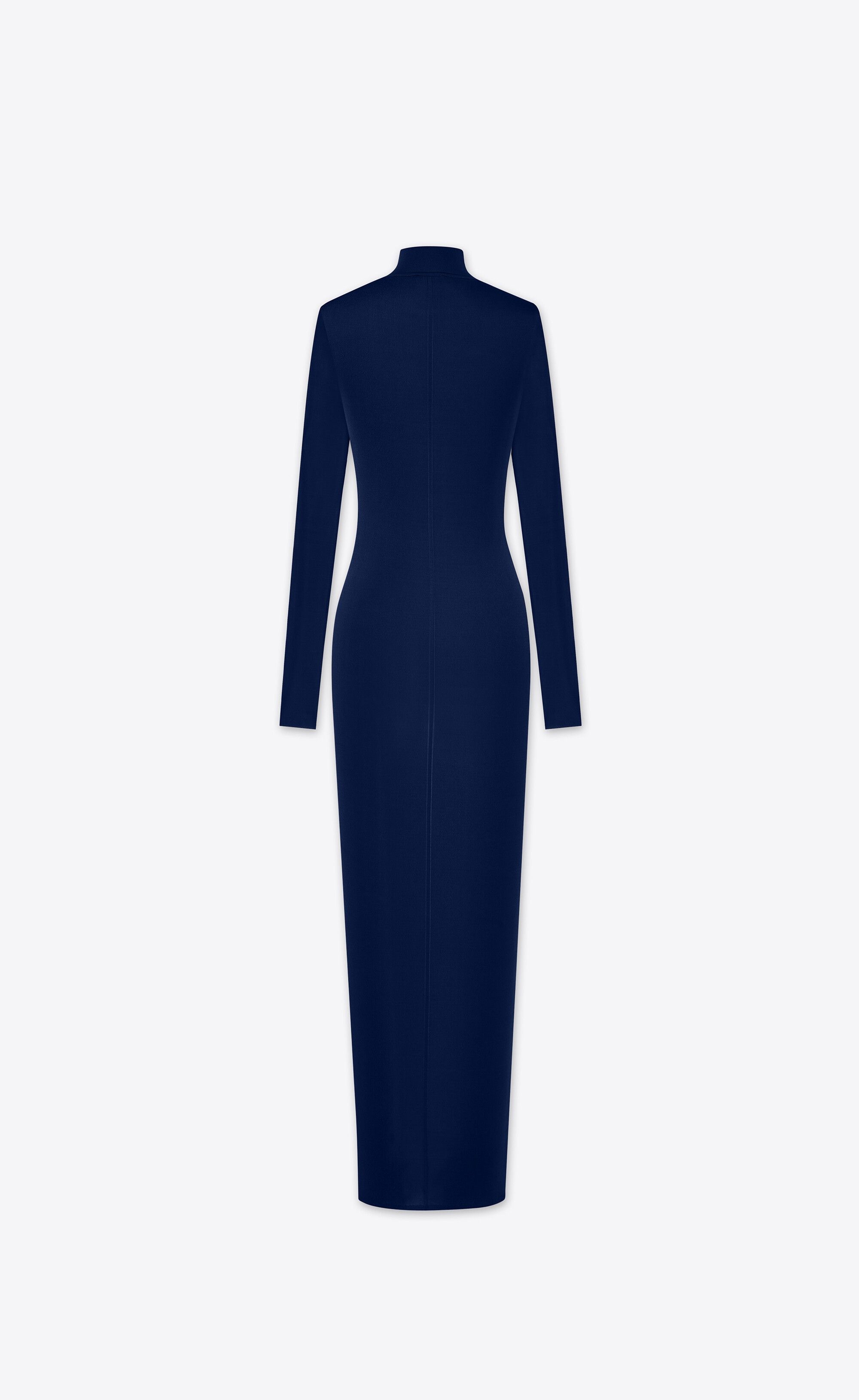 Saint Laurent Paris o1s1wg110225 741911 Long Dress in Knit in Blue Size L / US 10 / IT 46 - 3 Thumbnail