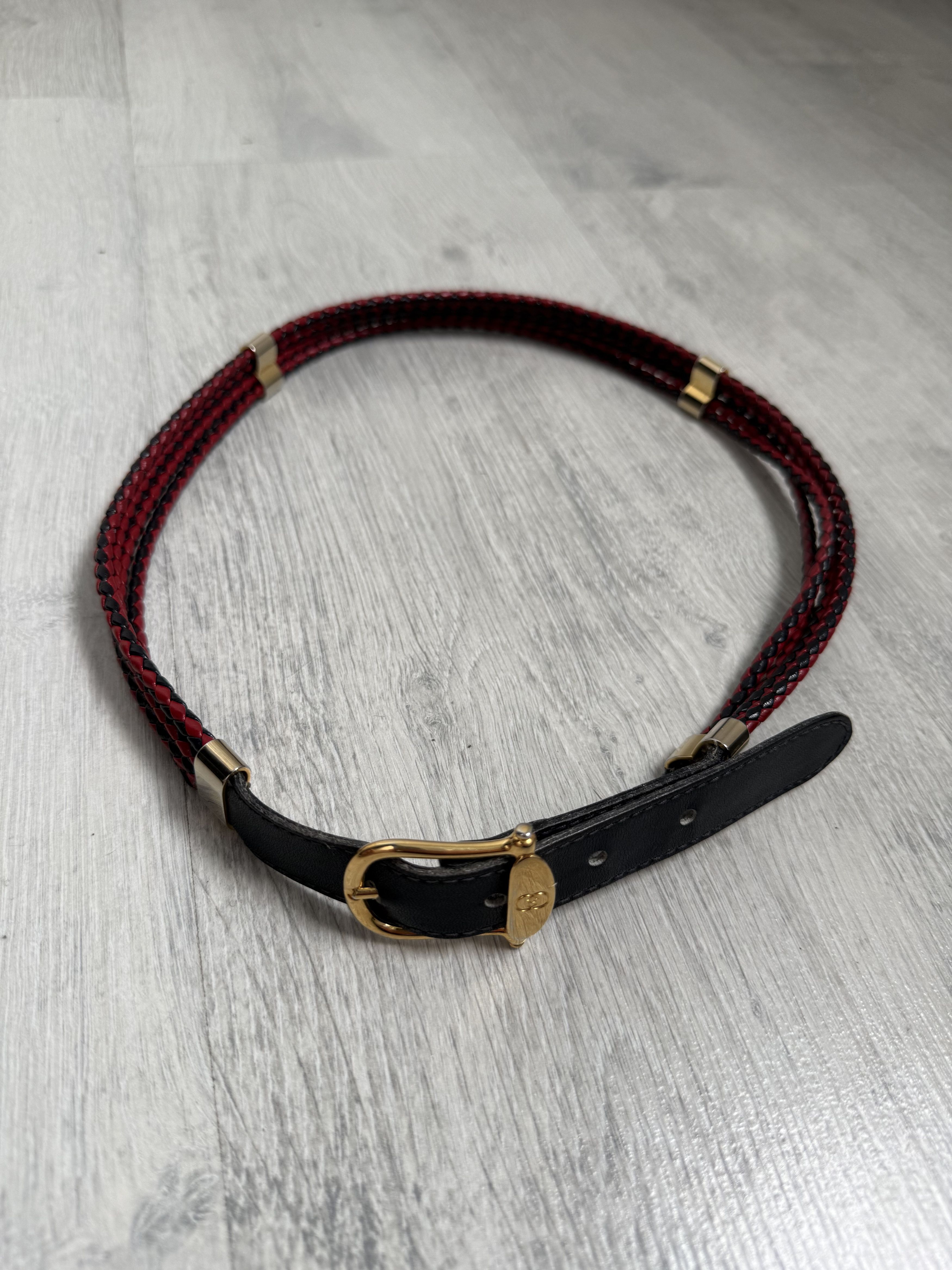 Gucci Vintage Gucci Braided Leather Belt Red Black Size ONE SIZE - 2 Thumbnail