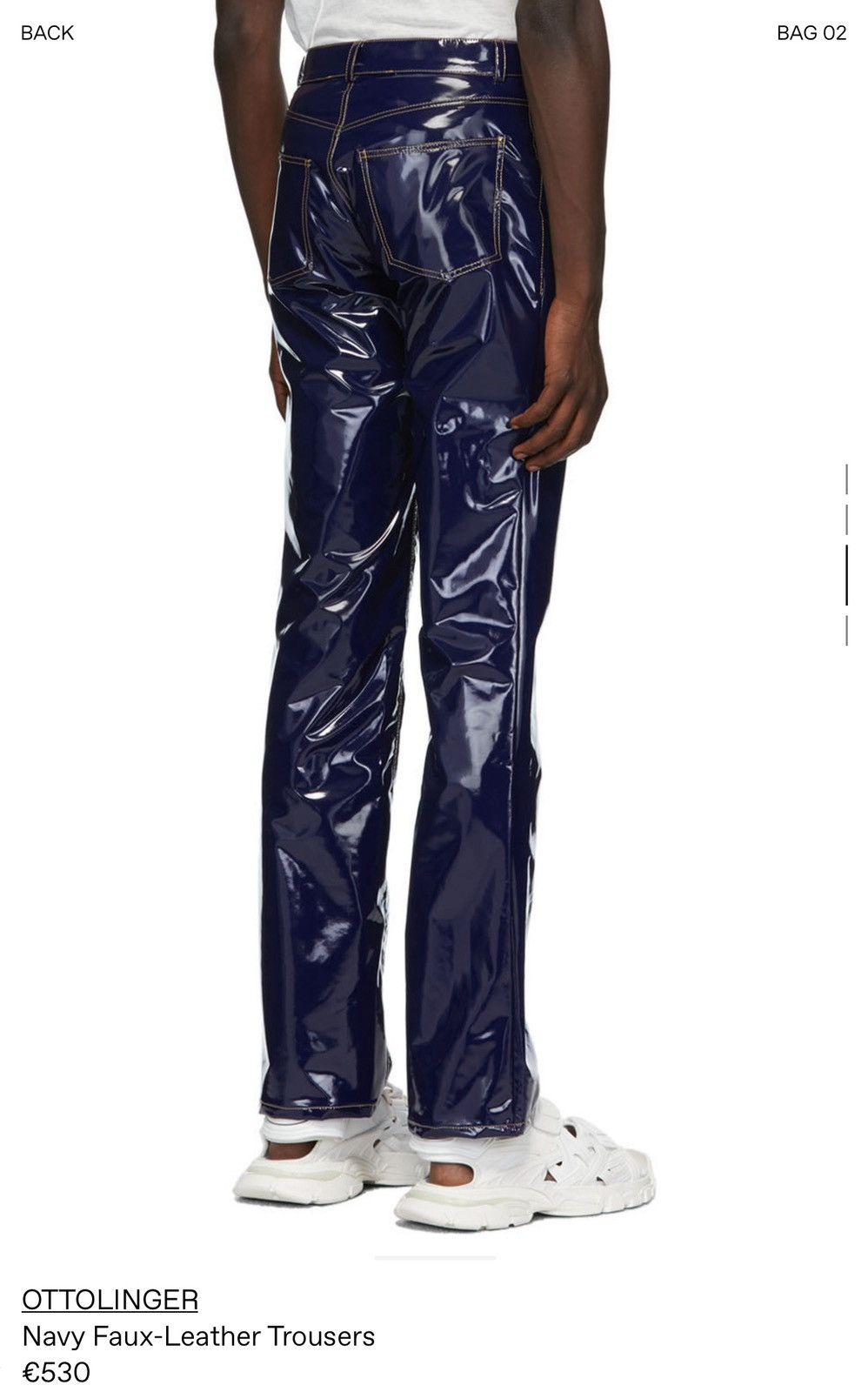Ottolinger Navy Faux-Leather Trousers Size US 29 - 6 Thumbnail
