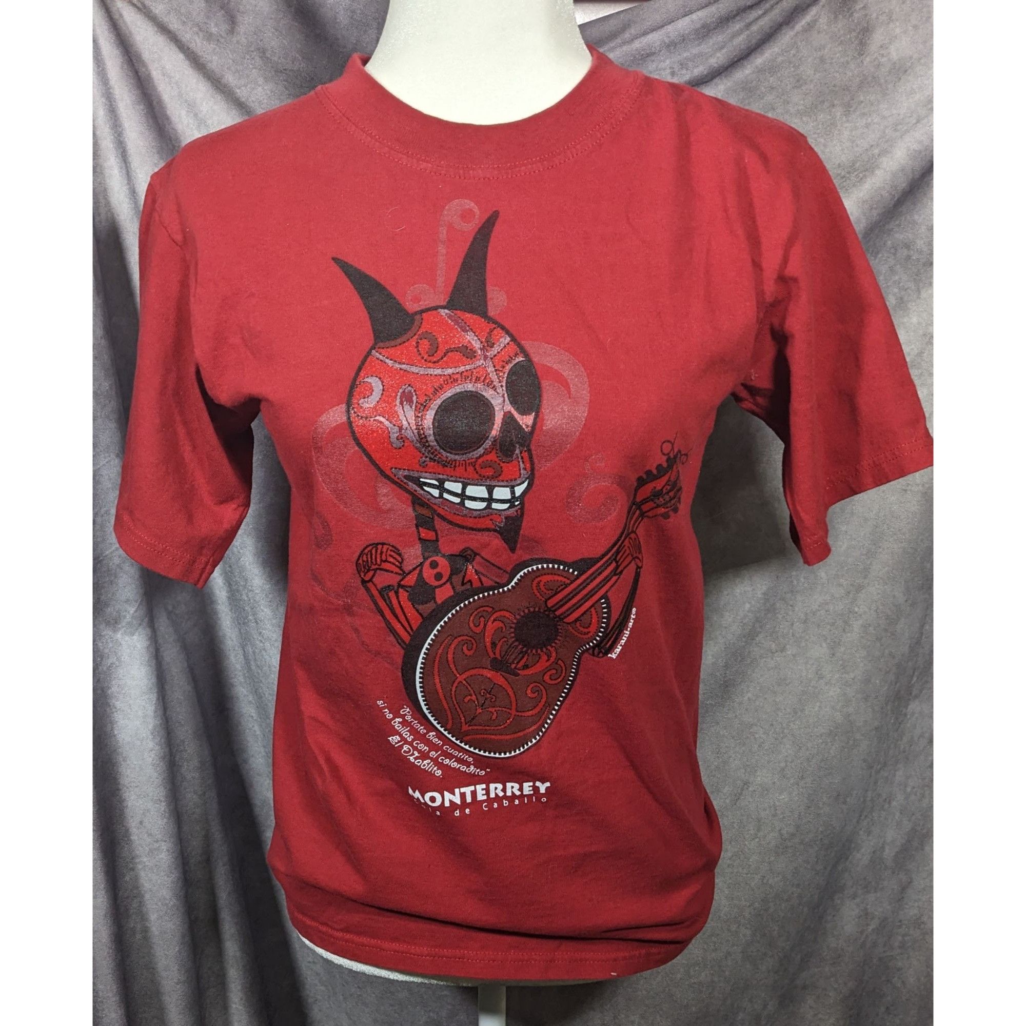 Other Karani Art Glitter Devil Playing Guitar Red Shirt Size Small Size US S / EU 44-46 / 1 - 4 Thumbnail