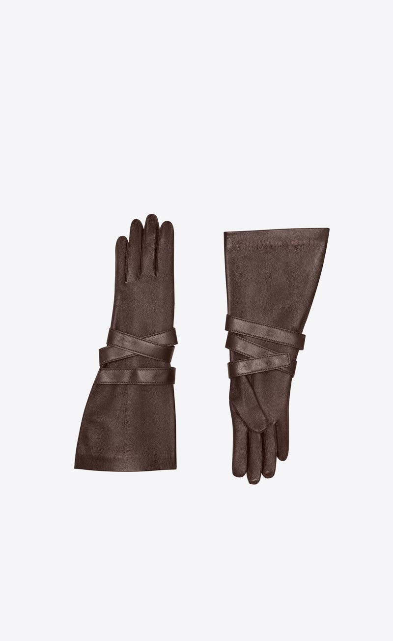 Saint Laurent Paris oc11z1225 Size: 7.5 / Aviator Gloves in Leather in Brown Size ONE SIZE - 1 Preview
