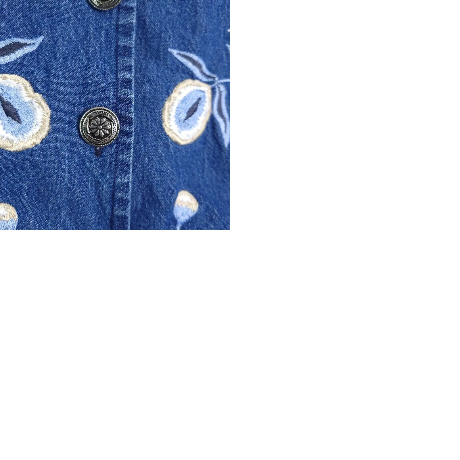Denime Vtg Maryland Square Denim Jacket Women's Medium Embroidered Floral Button Jean Size 32" / US 10 / IT 46 - 9 Thumbnail