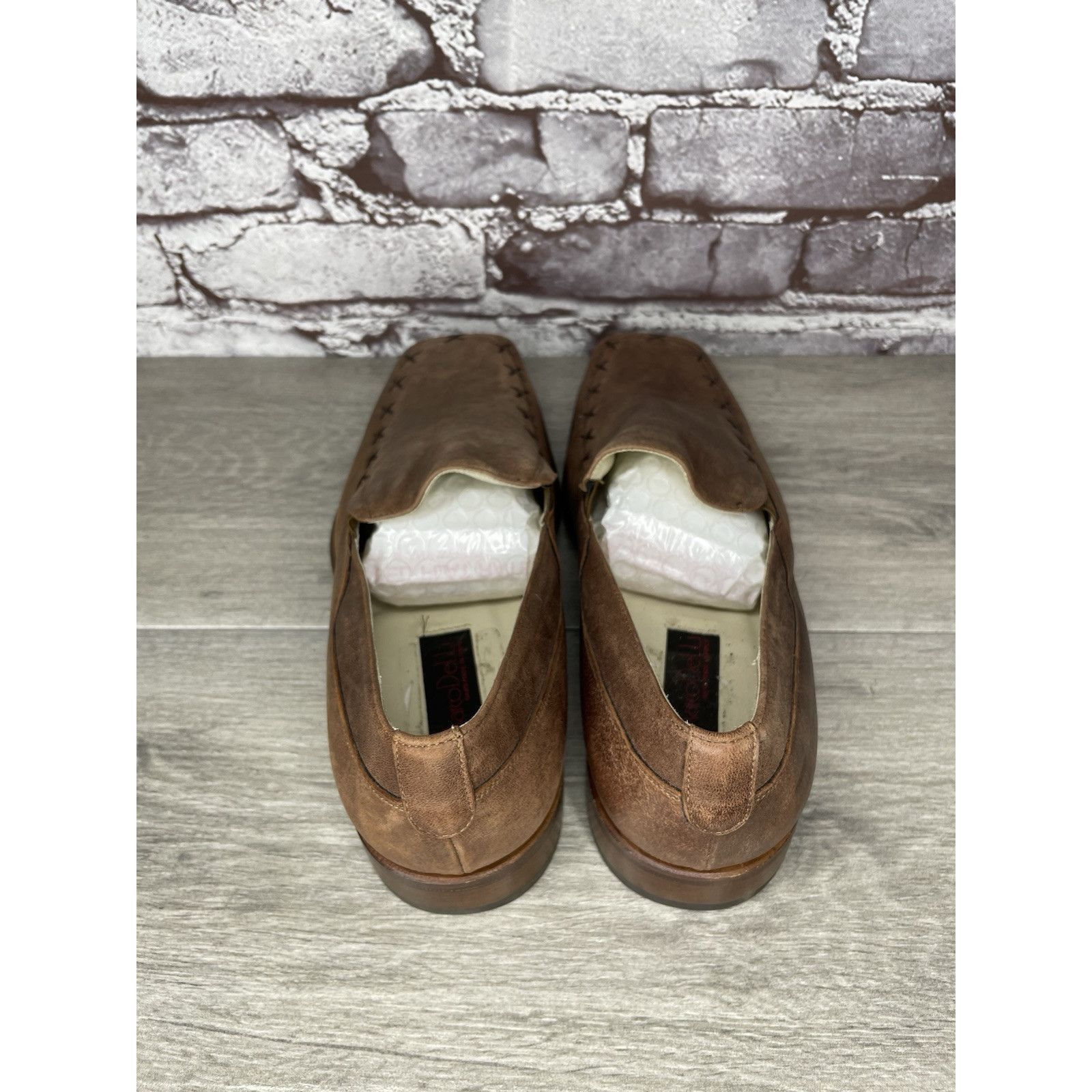 Other Marco Delli Brown Leather Shimmer Square Toe Loafers Dress S Size US 8 / EU 41 - 6 Thumbnail