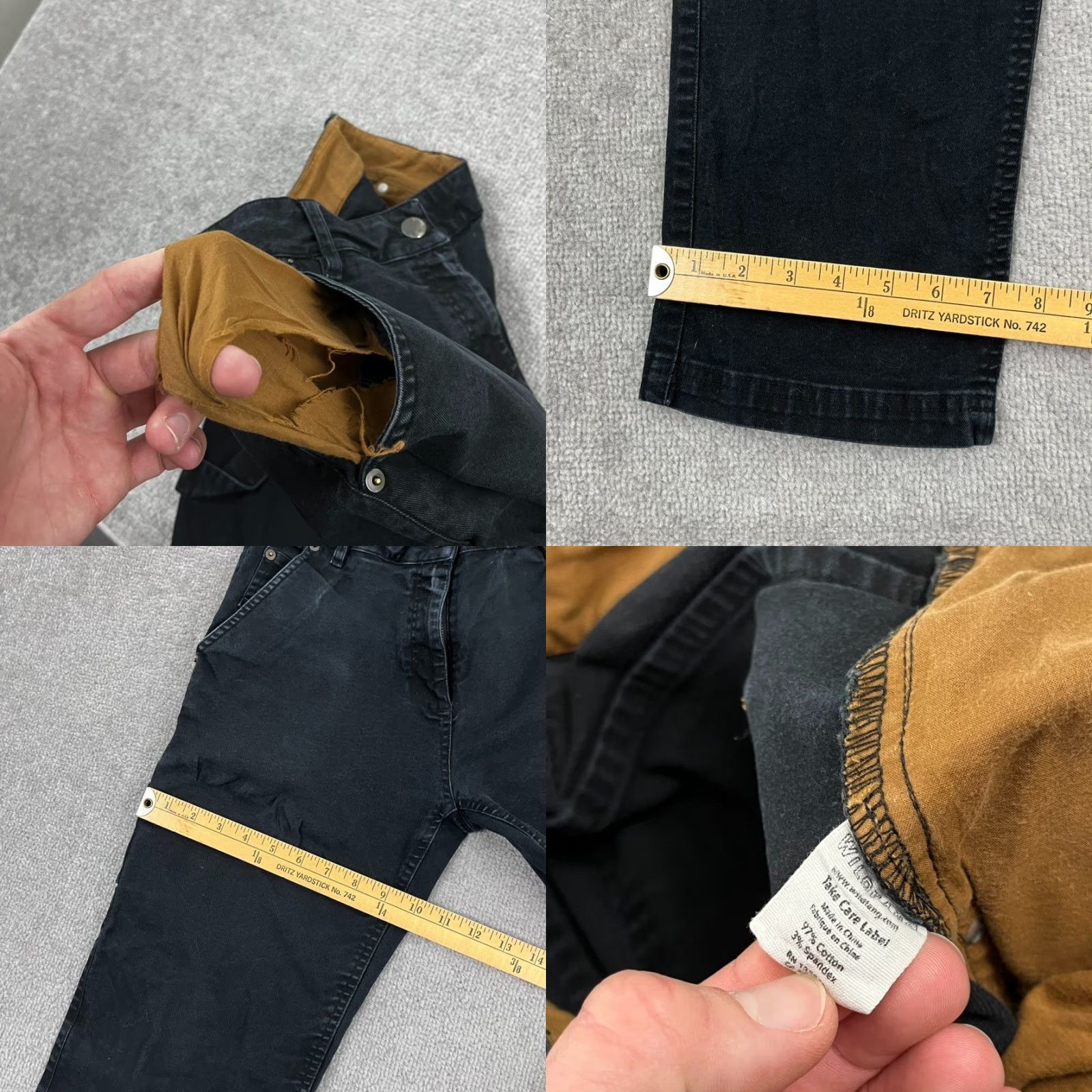 Wildfang Wildfang Women's Small 28 x 29 Black Double Knee Carpenter Workwear Pants - Cotton Blend Twill, Pockets, Button Closure, Regular Rise Size 28" / US 6 / IT 42 - 8 Thumbnail