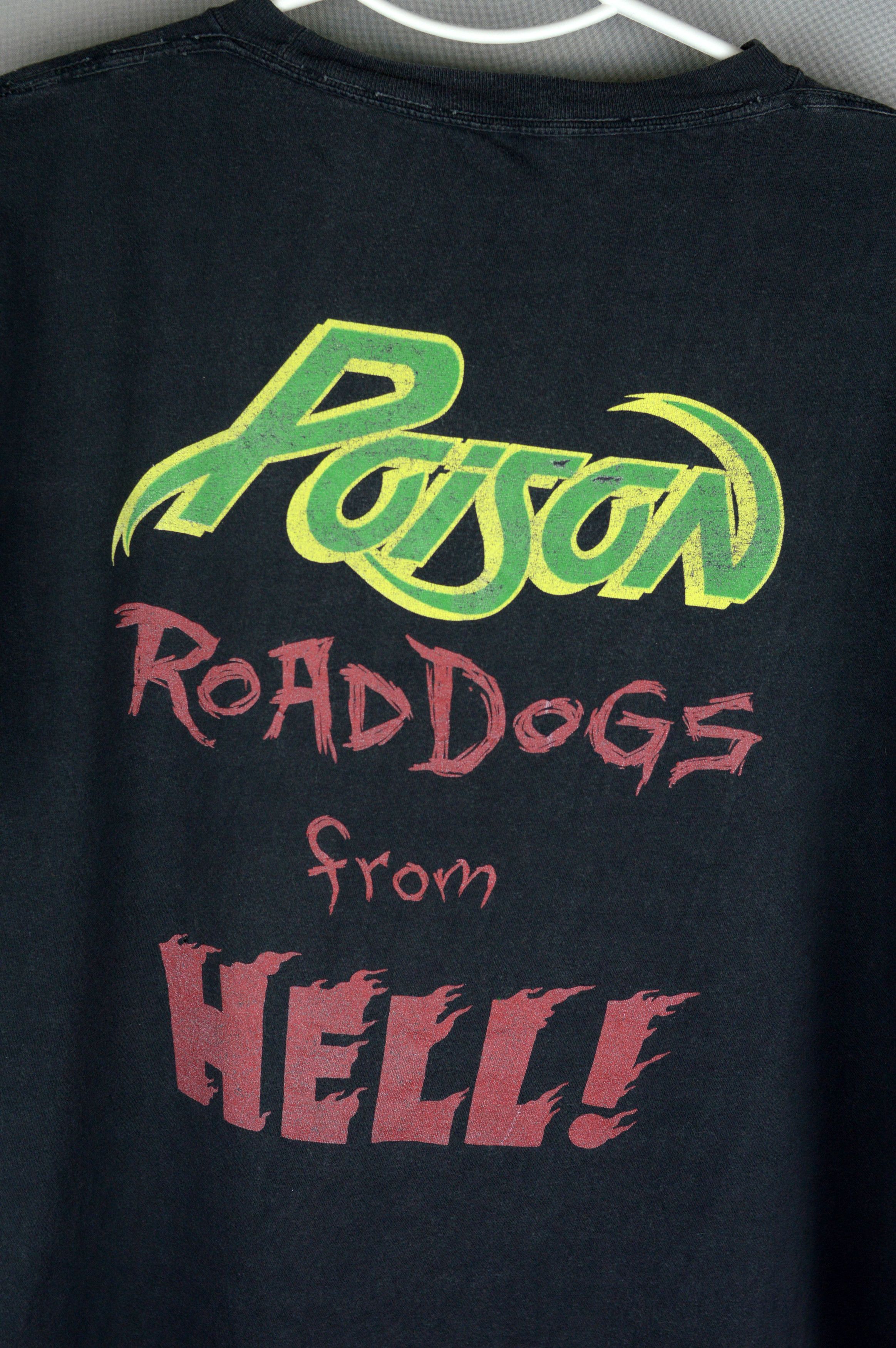 Vintage Vintage Poison Roaddogs from Hell Flesh Blood 1990 t shirt Size US L / EU 52-54 / 3 - 7 Thumbnail