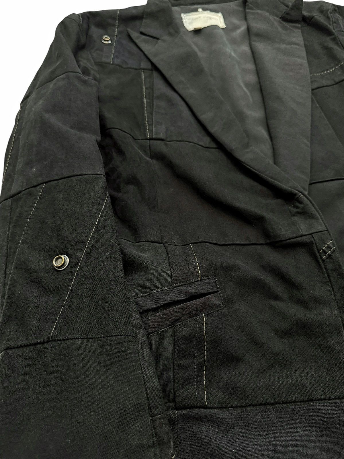 Greg Lauren Sz2 1/1 Black Workwear Tux Ollie Blazer Patchwork Jacket Size US M / EU 48-50 / 2 - 5 Thumbnail