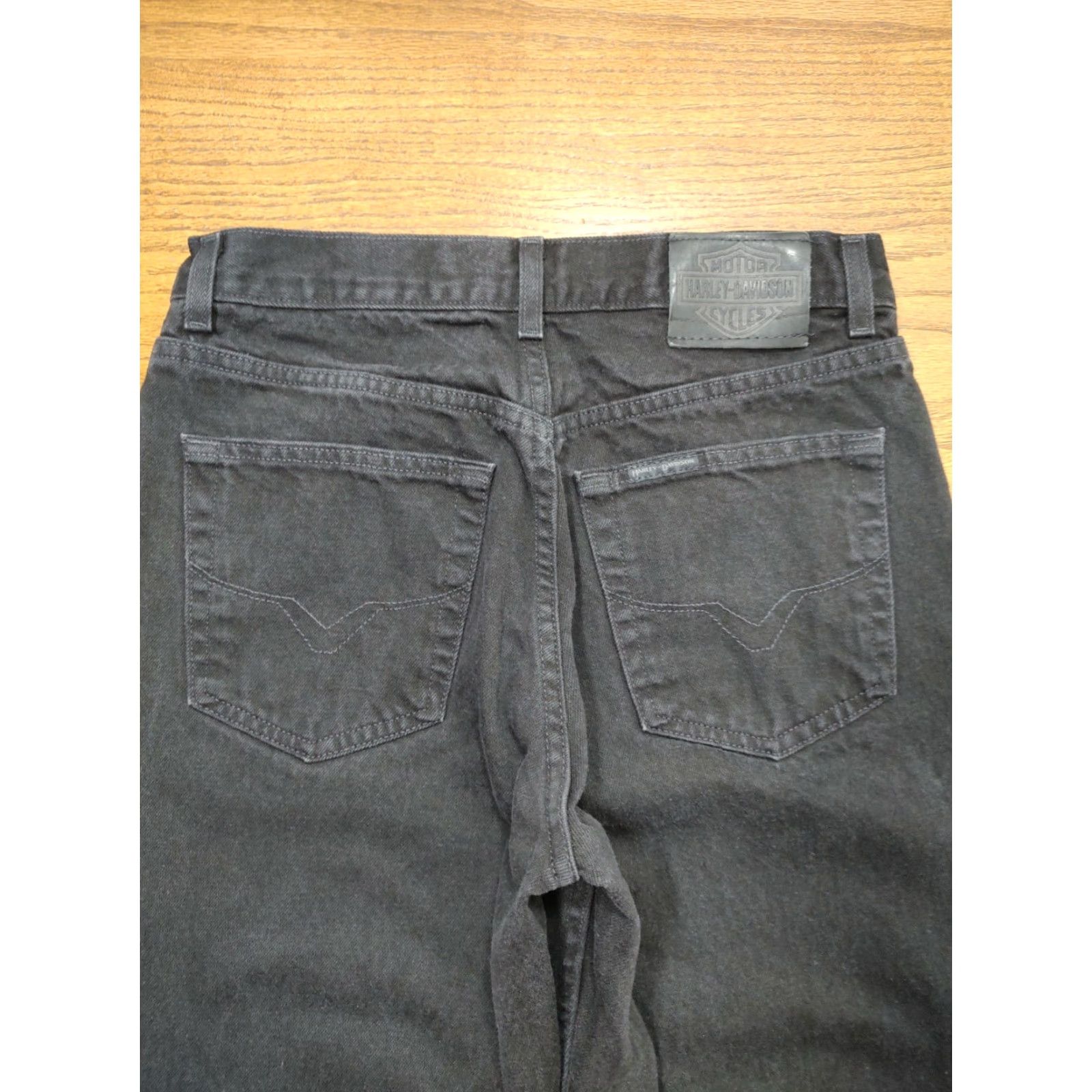 Harley Davidson VTG Harley-Davidson Jeans Mens 30x32 Black Straight Leg Biker Denim 5-Pocket Zip Zipper Logo Size US 30 / EU 46 - 3 Thumbnail