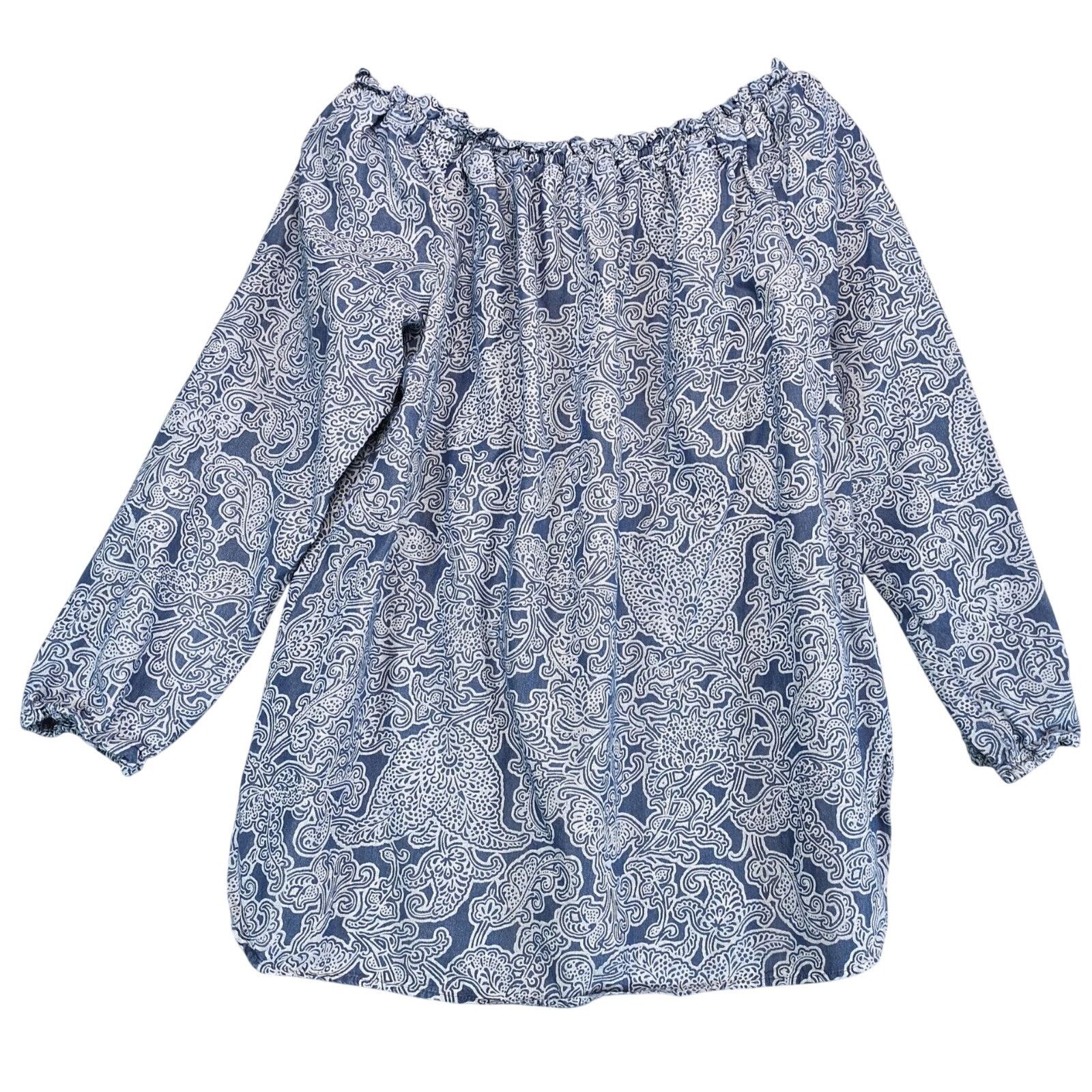 Jones New York Jones NY Blue Paisley Peasant Blouse Sz M On/Off Shoulder Size M / US 6-8 / IT 42-44 - 2 Thumbnail