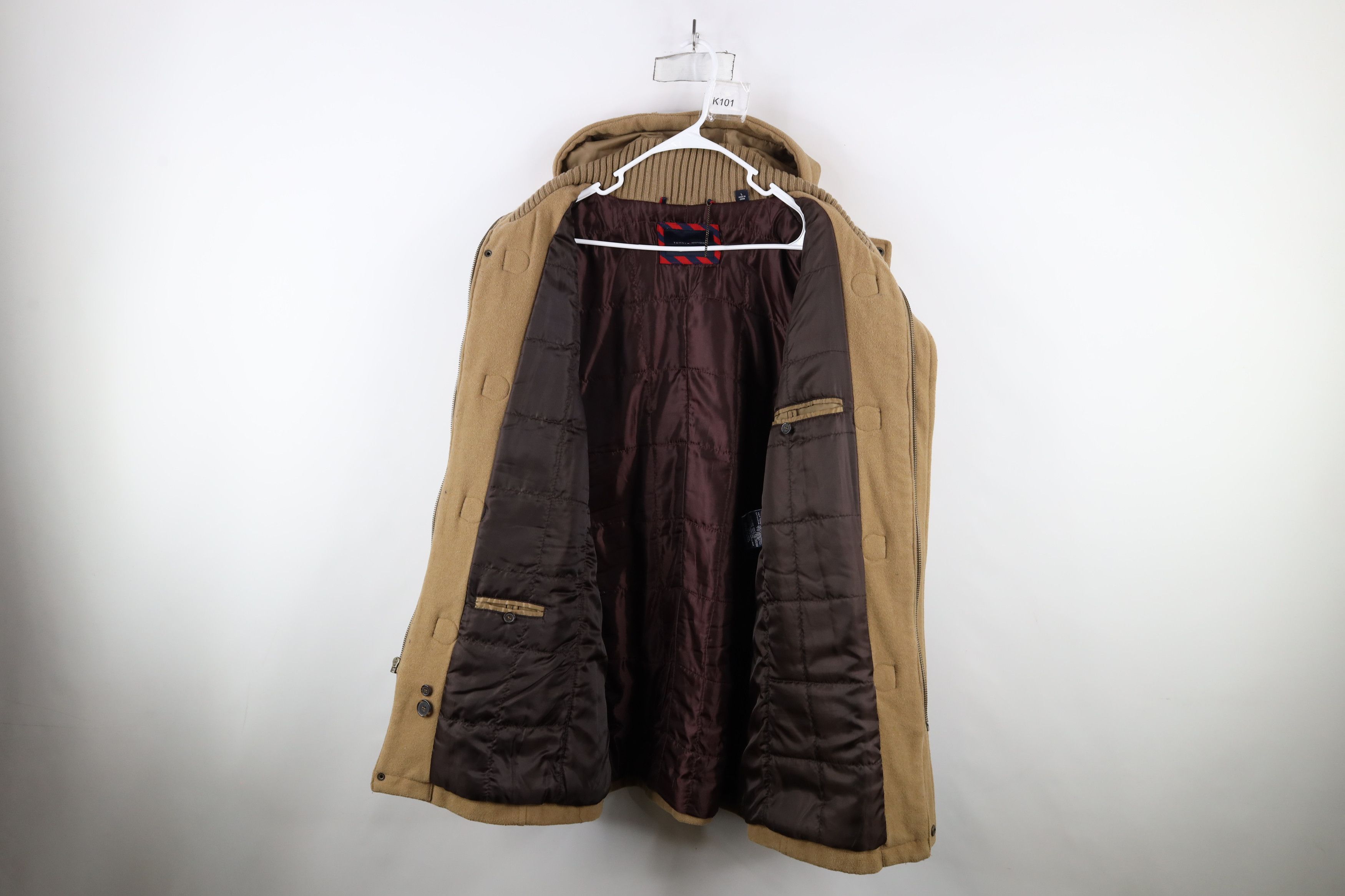 Tommy Hilfiger × Vintage Vintage Tommy Hilfiger Blend Toggle Button Hooded Jacket Size US L / EU 52-54 / 3 - 11 Thumbnail