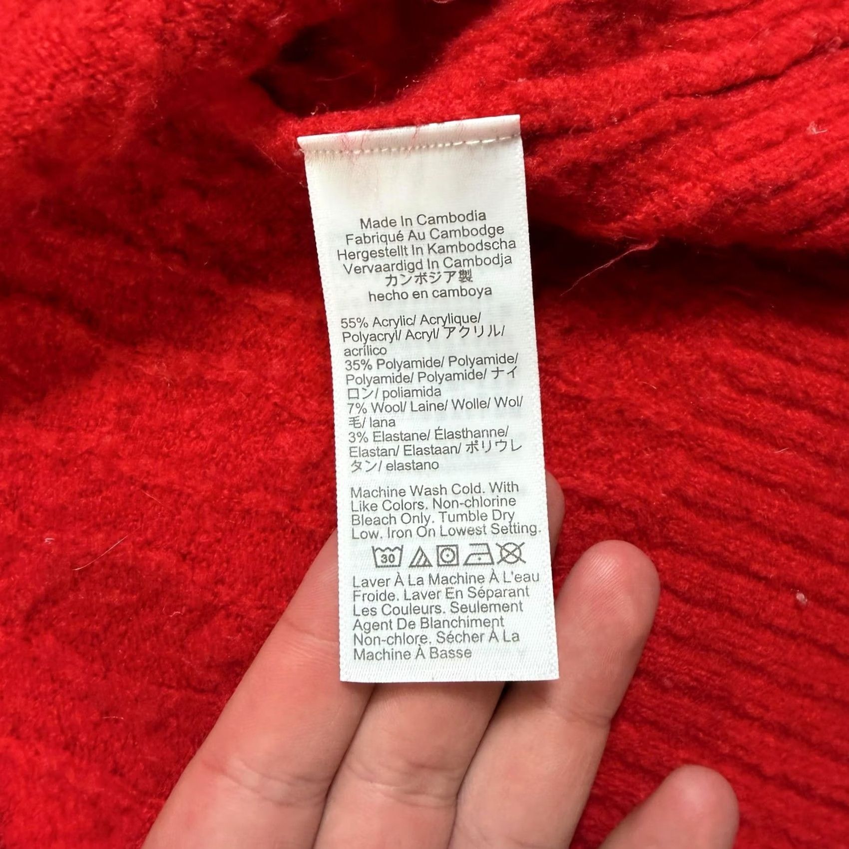 J.Crew J.CREW Cardigan Sweater Women L Red Cable Knit Extra Soft Stretchy Heritage, Long Sleeve, V-Neck, Casual Winter Knitwear, Solid Pattern, Button Front Size L / US 10 / IT 46 - 4 Thumbnail