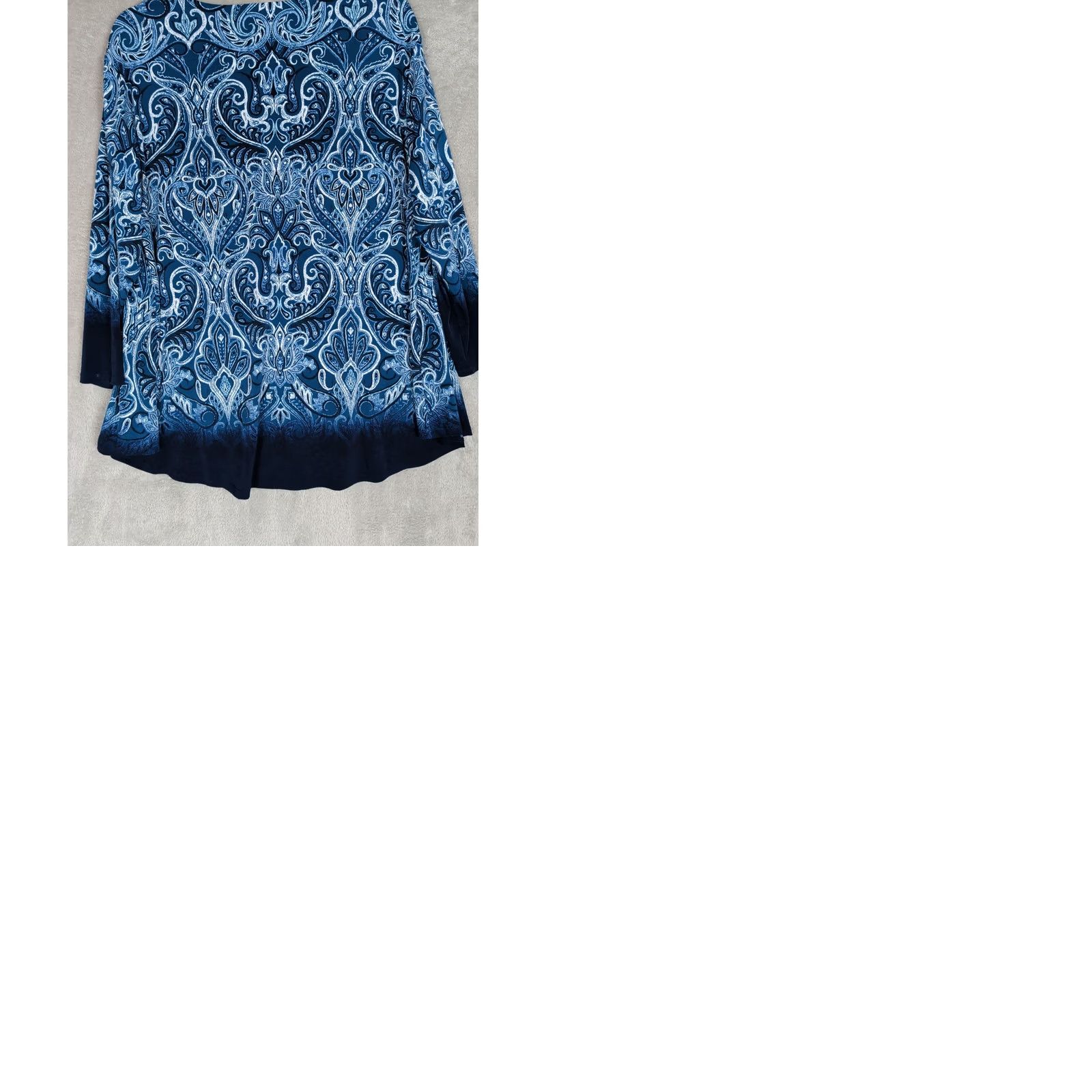 Vintage Chico's Tunic Top Blue Paisley Pullover 3/4 sleeve Size 3=XL Stretchy Women Size XXL / US 16-18 / IT 52-54 - 9 Thumbnail