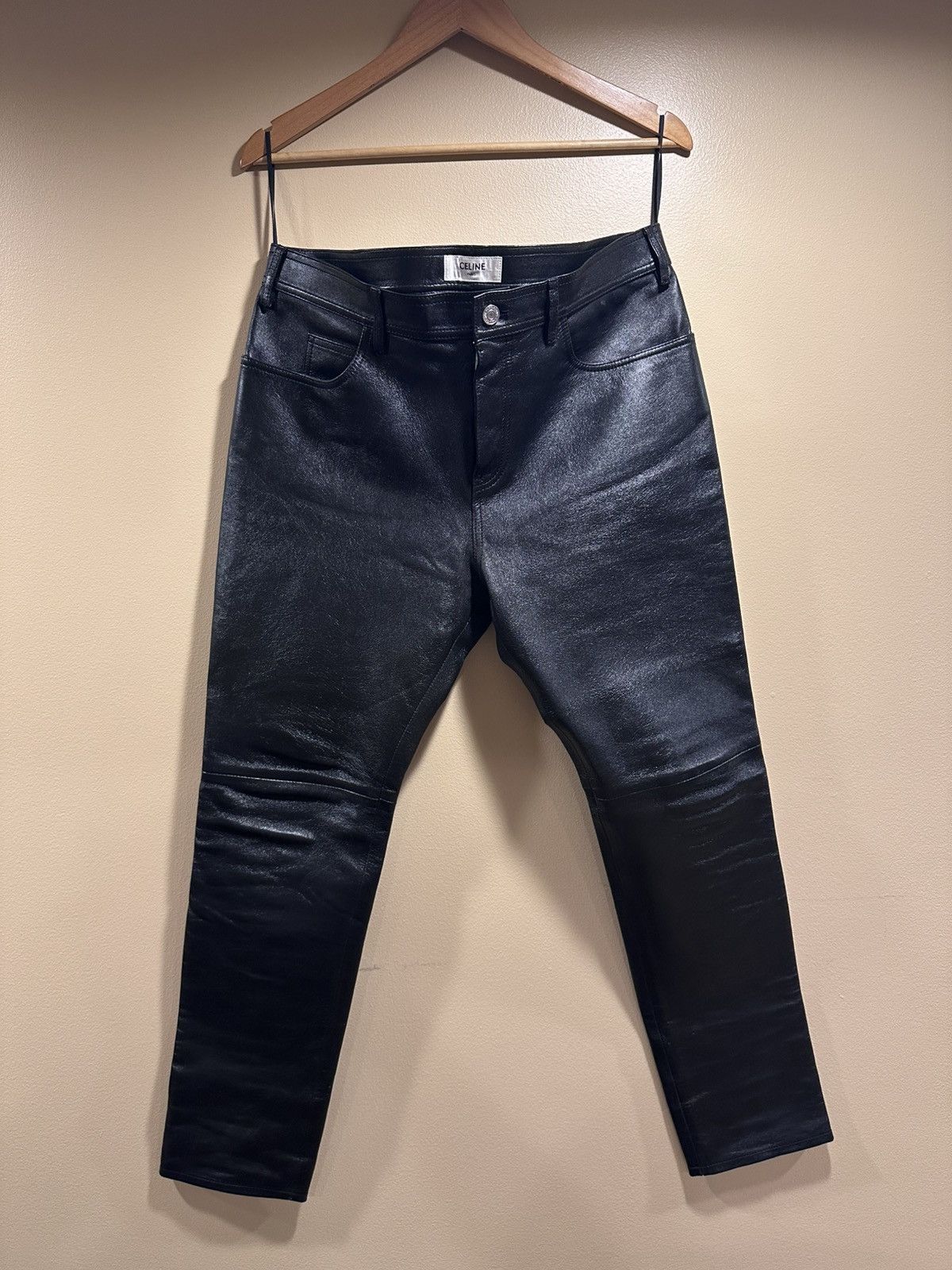 Celine Celine x Hedi Slimane Black Lambskin Leather Pants Size US 34 / EU 50 - 12 Thumbnail