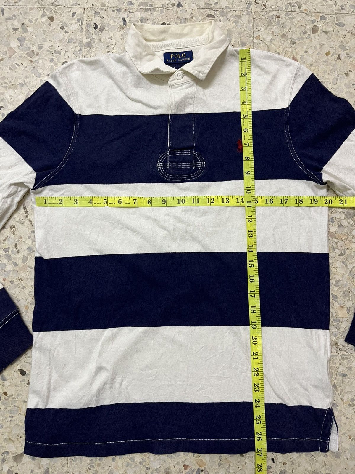 Polo Ralph Lauren Polo Ralph Lauren Striped Rugby Shirt Long Sleeve Navy White Size US M / EU 48-50 / 2 - 6 Thumbnail