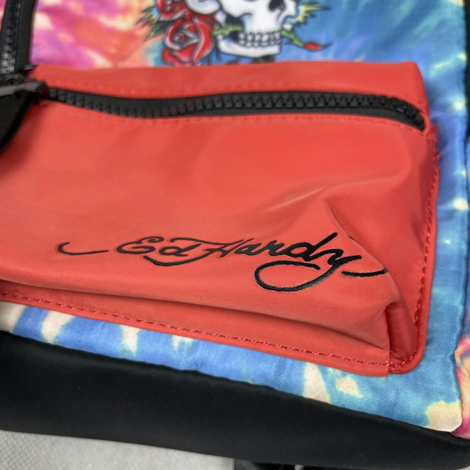 Ed Hardy Ed Hardy Multicolor Tie-Dye Polyester Skull Logo Backpack Size ONE SIZE - 6 Thumbnail