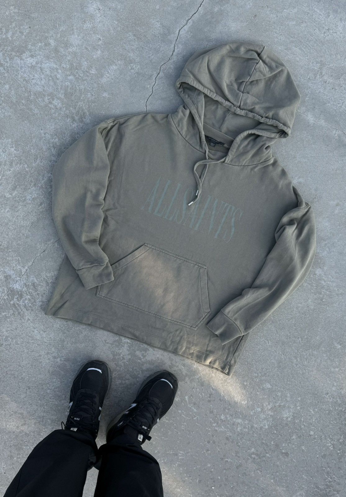 Allsaints Allsaints Vintage Big Logo Hype Khaki Y2K Split Hoodie Size US M / EU 48-50 / 2 - 5 Thumbnail