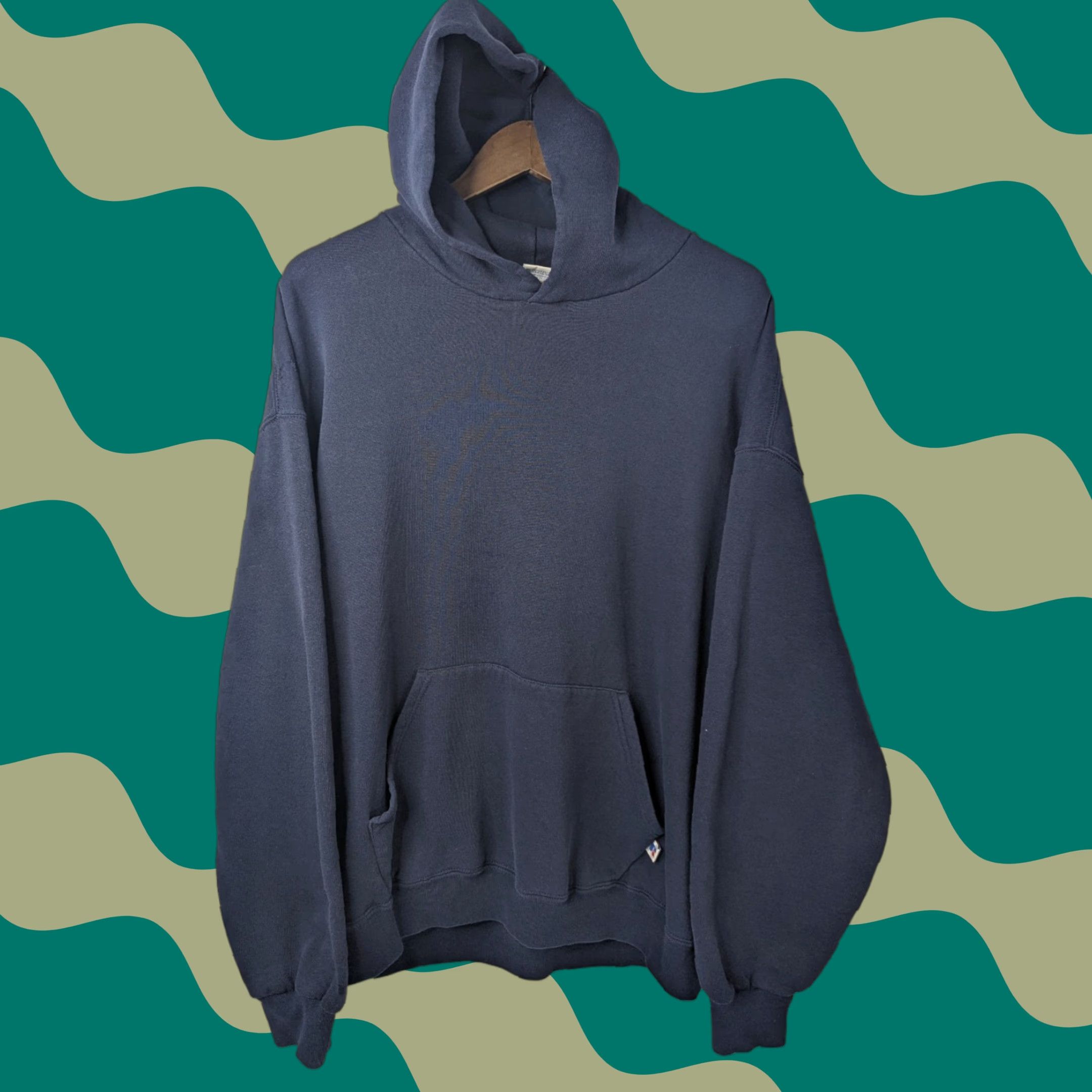 Russell Athletic VINTAGE Russell Athletic Hoodie Men's XL Navy Blue Pullover 90s College Retro Logo Hooded Sweatshirt Men Size US XL / EU 56 / 4 - 1 Thumbnail