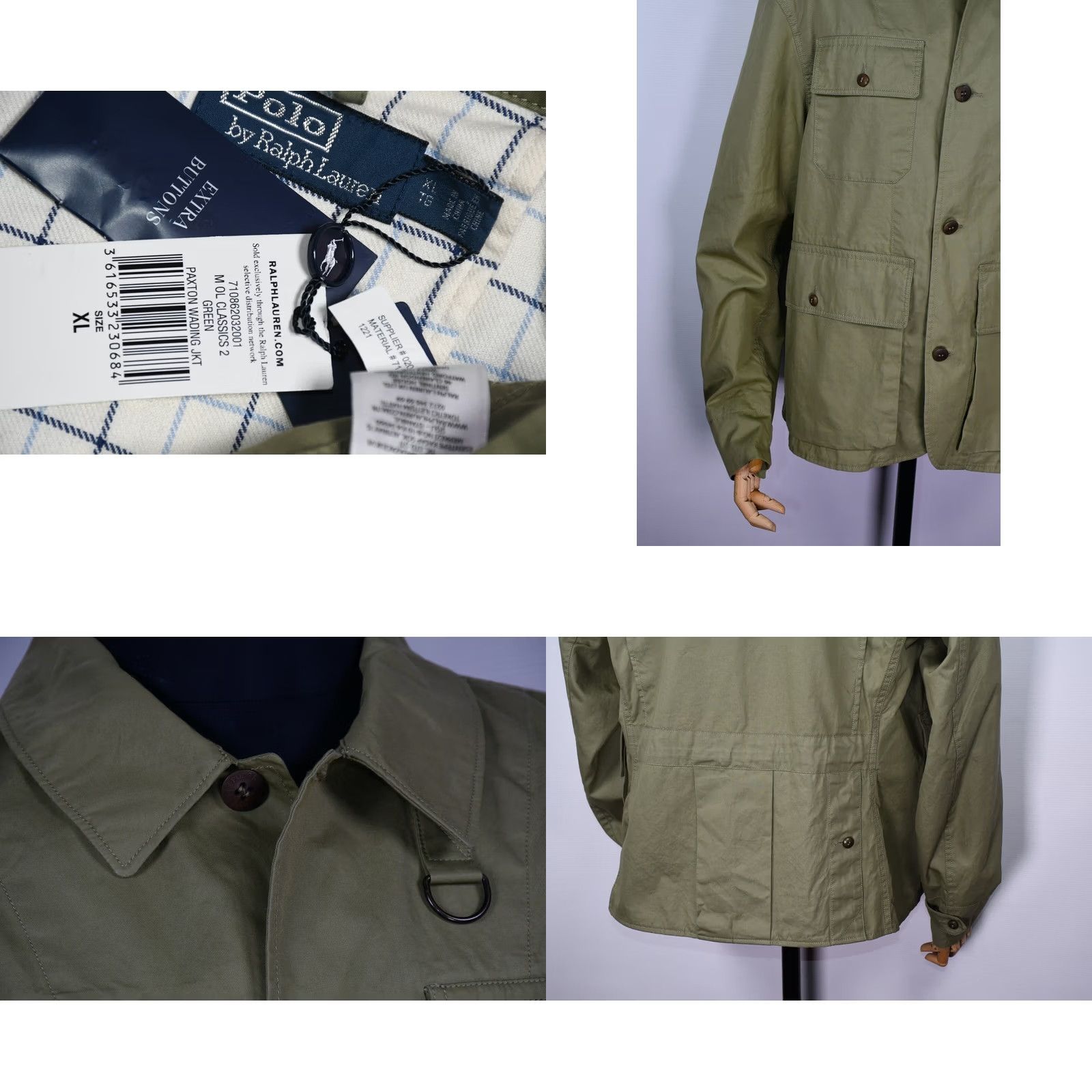 Polo Ralph Lauren Polo Ralph Lauren Paxton Wading Jacket Men's XL Green Polo Ralph Lauren Paxton Wading Jacket Men XL Green, Cotton, Solid, Casual, Jacket, Regular Fit Size US XL / EU 56 / 4 - 8 Thumbnail
