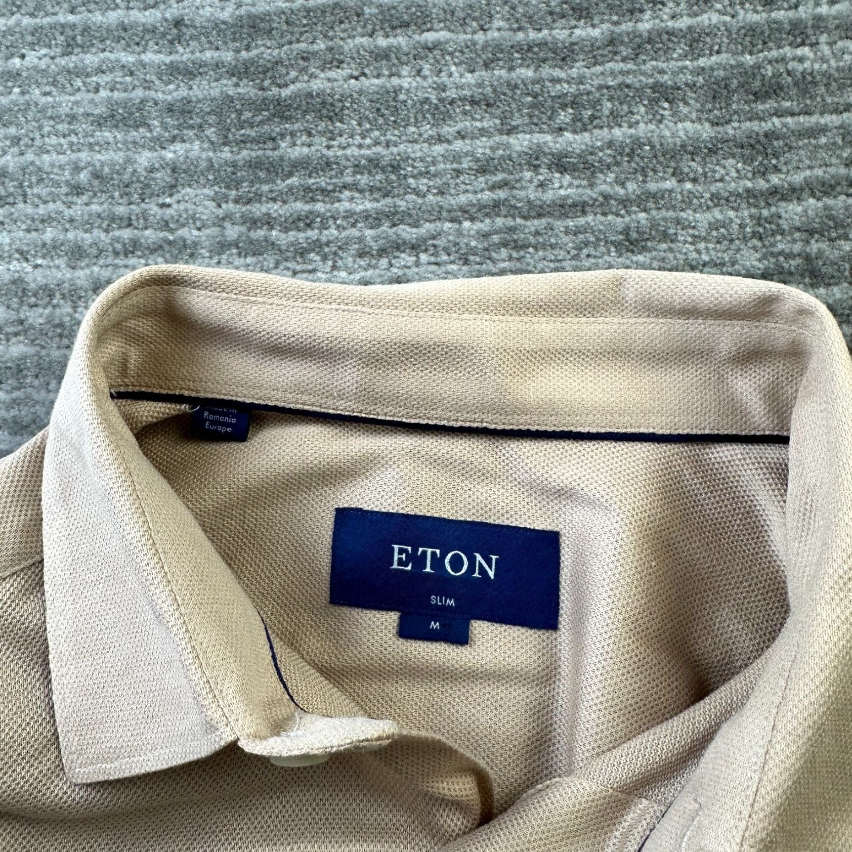 Eton Eton Shirt Mens Medium Beige Tan Button Up Slim Fit Size US M / EU 48-50 / 2 - 6 Thumbnail