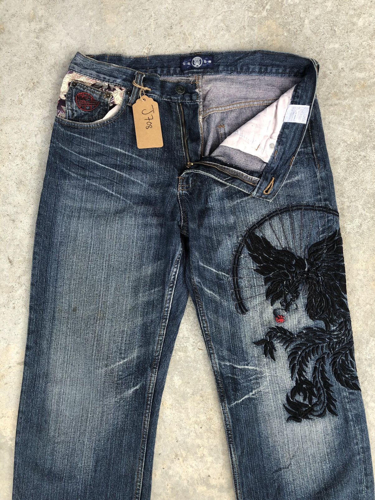 Japanese Brand Japanese Buden Embroidered Jeans Distressed Jeans Size US 33 - 3 Thumbnail