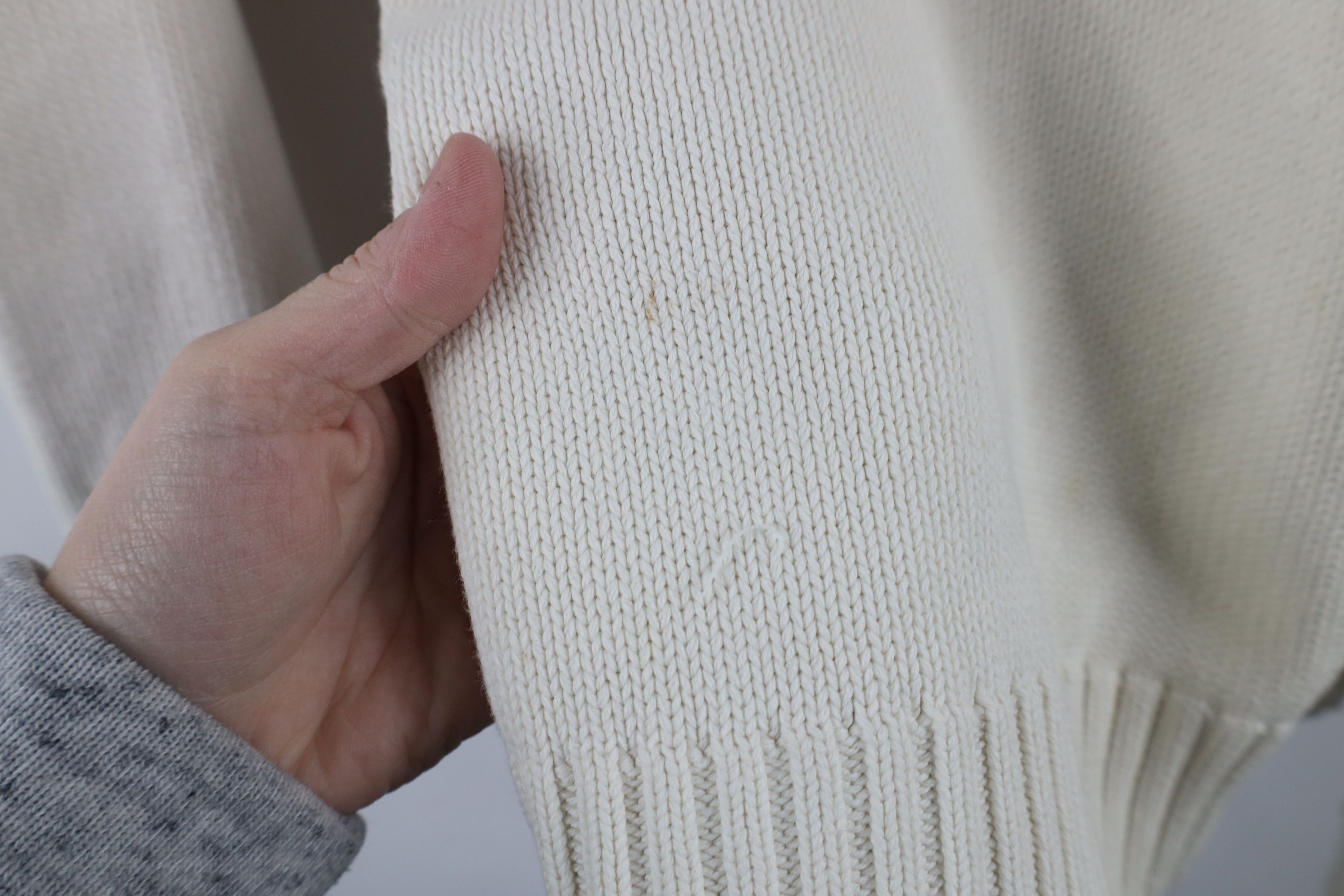 Eddie Bauer × Vintage Vintage 90s Eddie Bauer Blank Cotton Knit Sweater Cream Size US XL / EU 56 / 4 - 8 Thumbnail