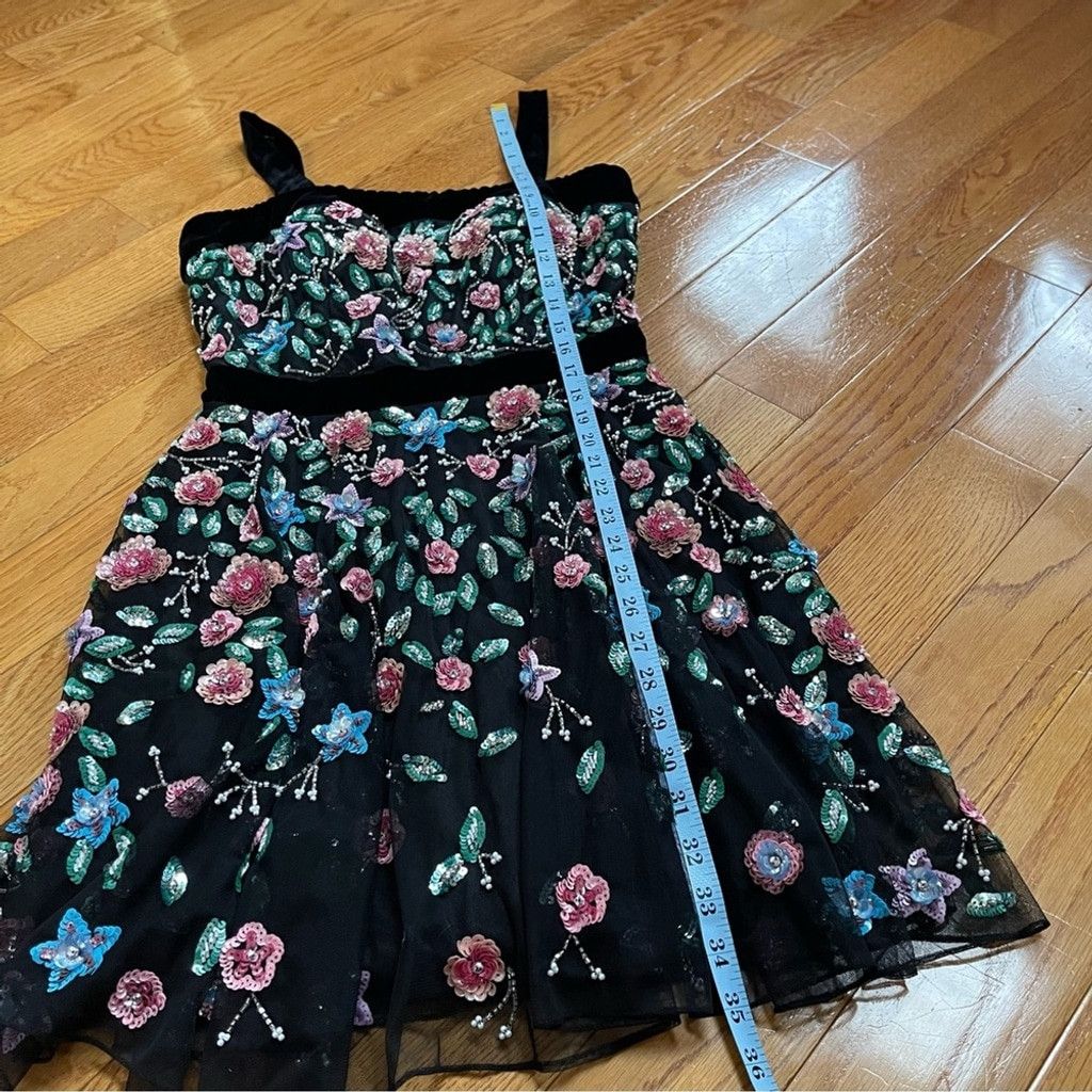 Mac Duggal Mac Duggal Sequin Floral Mesh Cocktail Dress Sz 6 Whimsigoth Size M / US 6-8 / IT 42-44 - 5 Thumbnail
