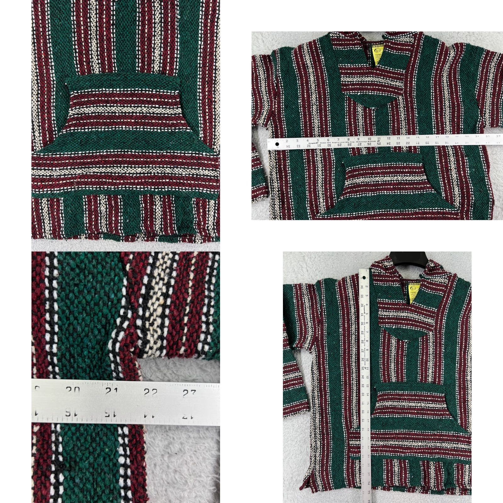 Vintage Franks Hoodie Mens Large Green Acrylic Blend Drug Rug Mexico Poncho Crew Neck Hooded Pockets Shirt Style All Seasons Vintage: No Size US L / EU 52-54 / 3 - 8 Thumbnail