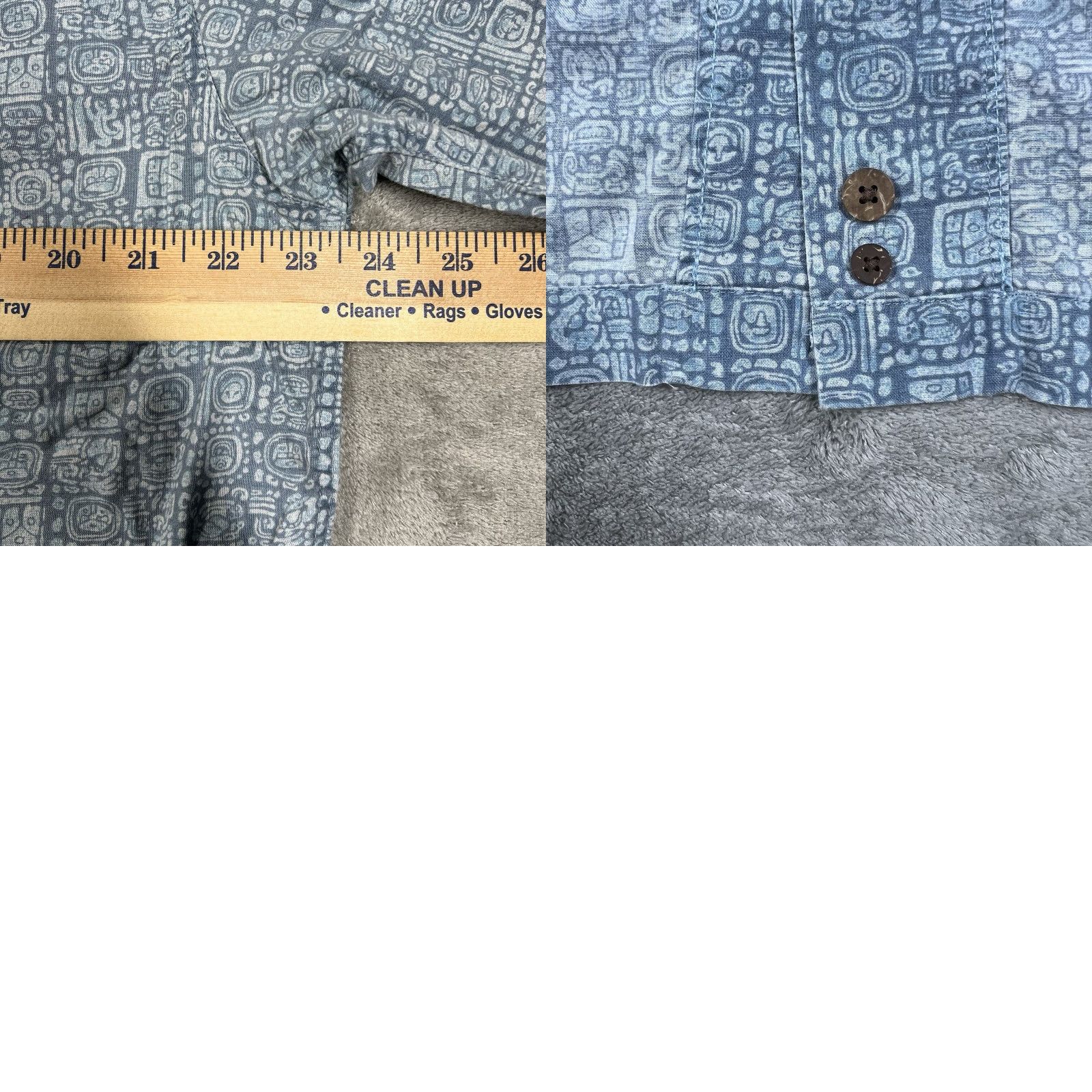 Vintage LL Bean Button Up Shirt Men's M Blue Mayan Pattern Short Sleeve Tribal Graphic Print Casual Travel Size US M / EU 48-50 / 2 - 9 Thumbnail
