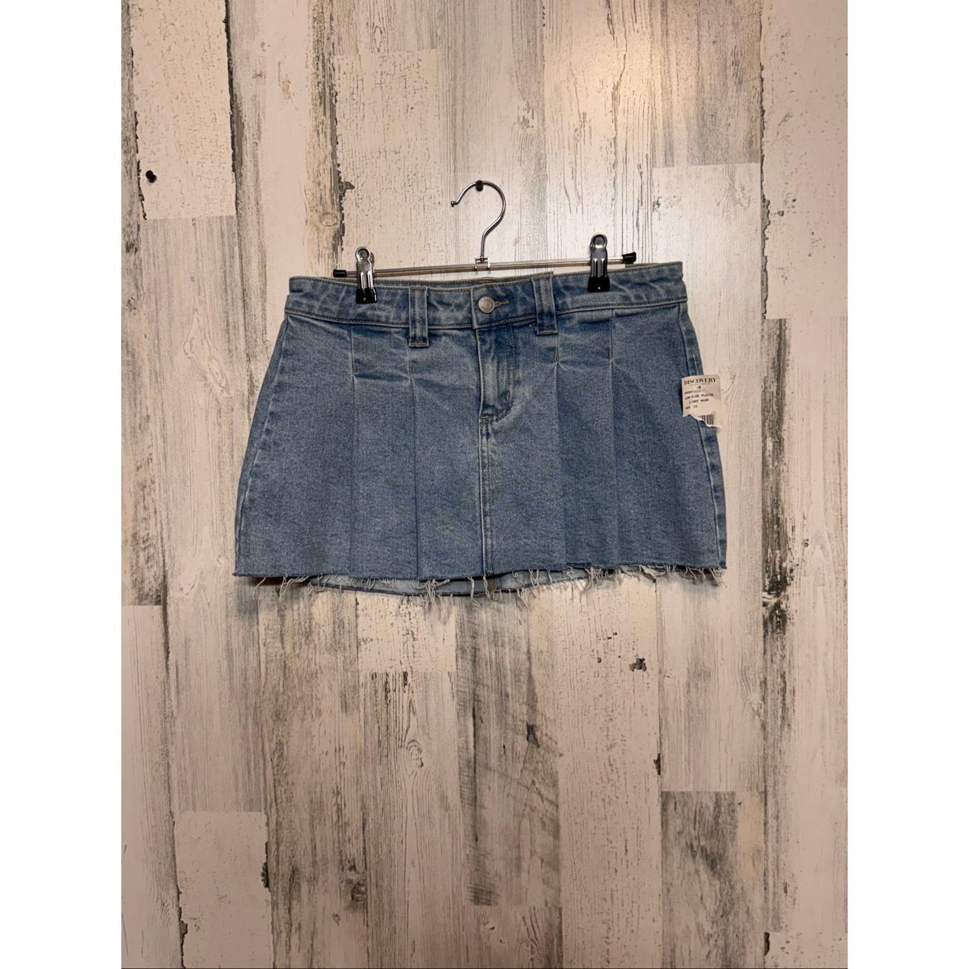 Other Cello Blue Denim Pleated Mini Skirt | Raw Hem Jean Skirt Size Small Size 26" / US 2 / IT 38 - 1 Thumbnail
