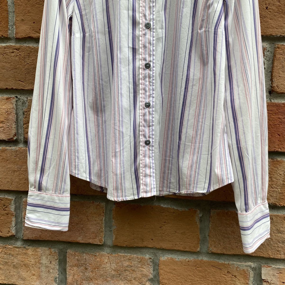 Max Mara Max Mara White Striped Long Sleeve Button-Up Shirt Size M / US 6-8 / IT 42-44 - 8 Thumbnail