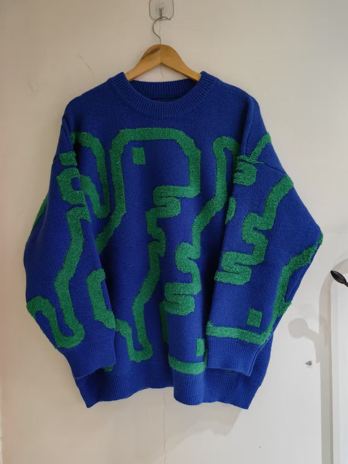 Japanese Brand Blue casual retro dinosaur embroidery knitted sweater y2k Size US L / EU 52-54 / 3 - 1 Thumbnail