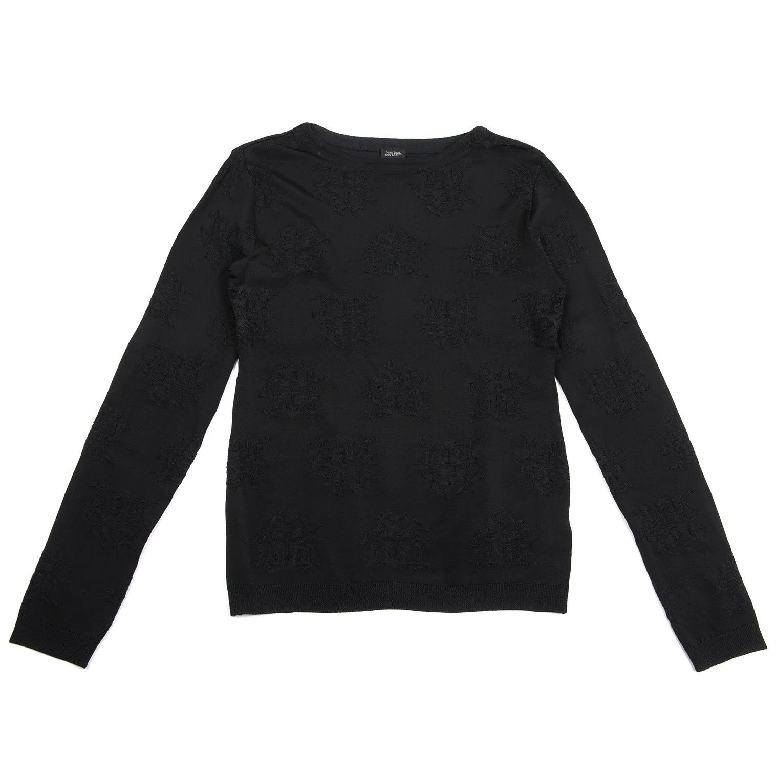 Black Acrylic Stretch Embroidered Jacquard Knit Size 48