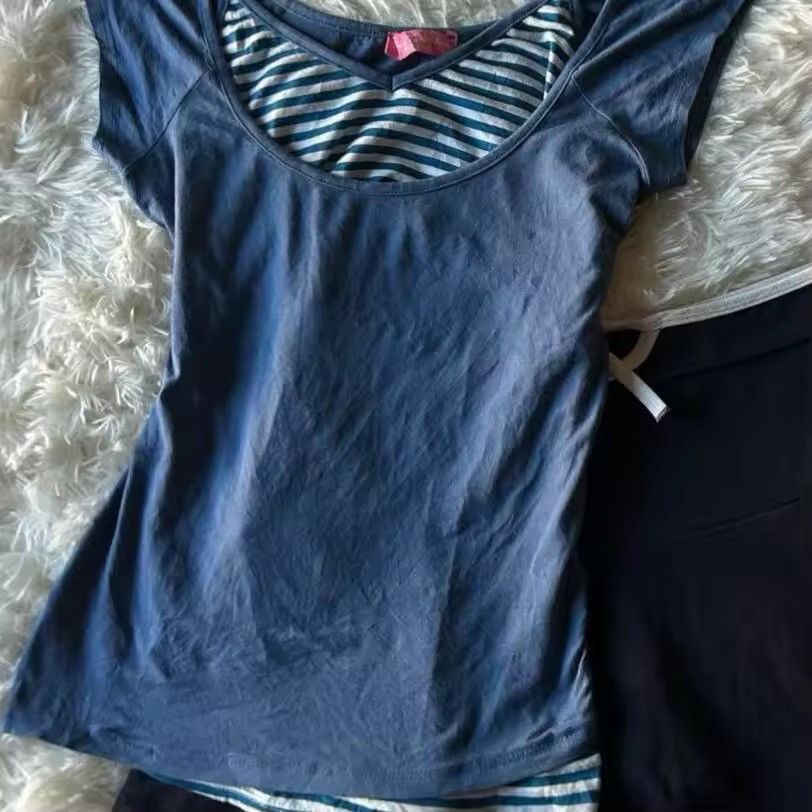 Vintage Y2K striped sexy 2000s patchwork top t shirt Size S / US 4 / IT 40 - 6 Thumbnail