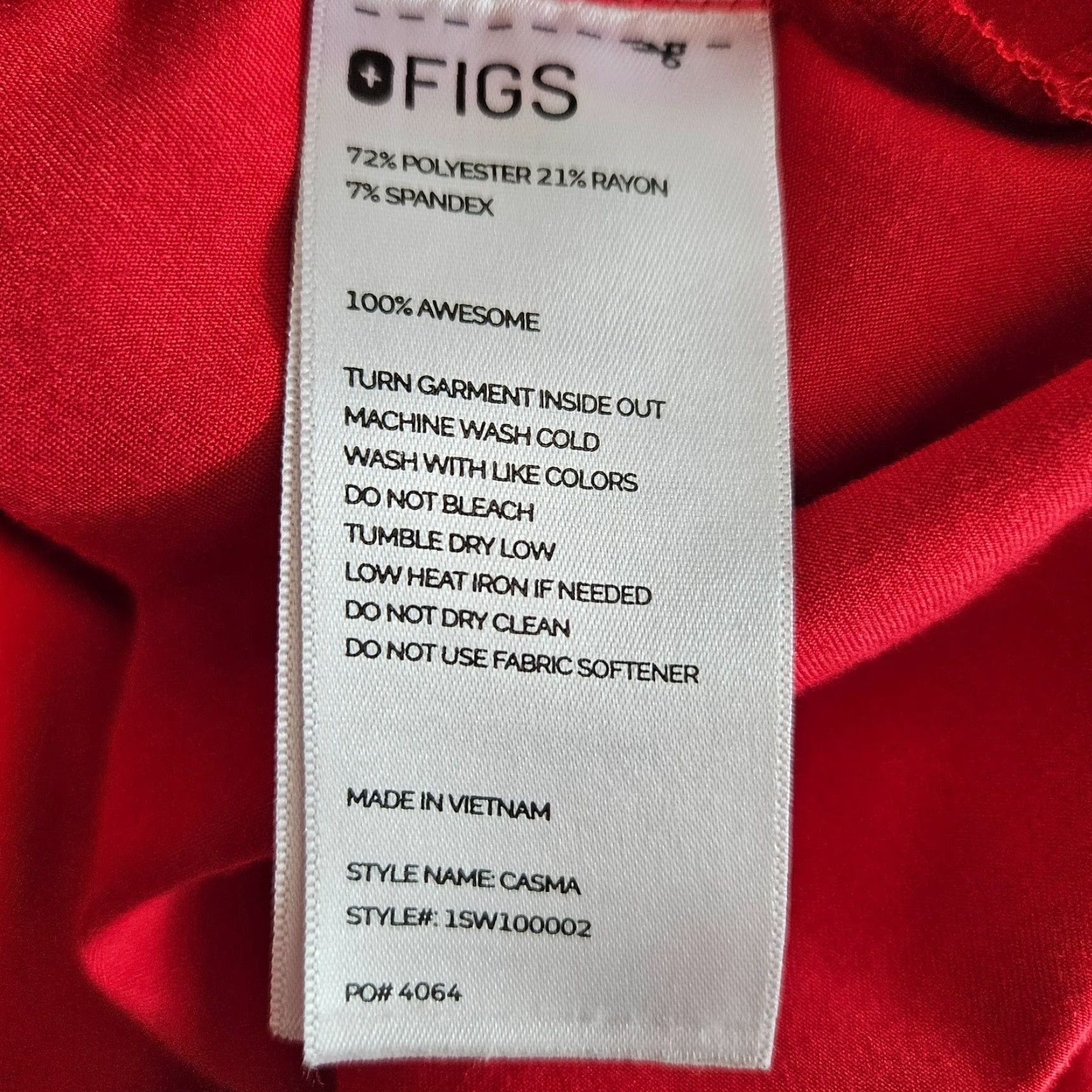 Vintage FIGS Scrub Top Shirt Solid Red Short Sleeve V-Neck Womens 6XL XS? Size XL / US 12-14 / IT 48-50 - 3 Thumbnail