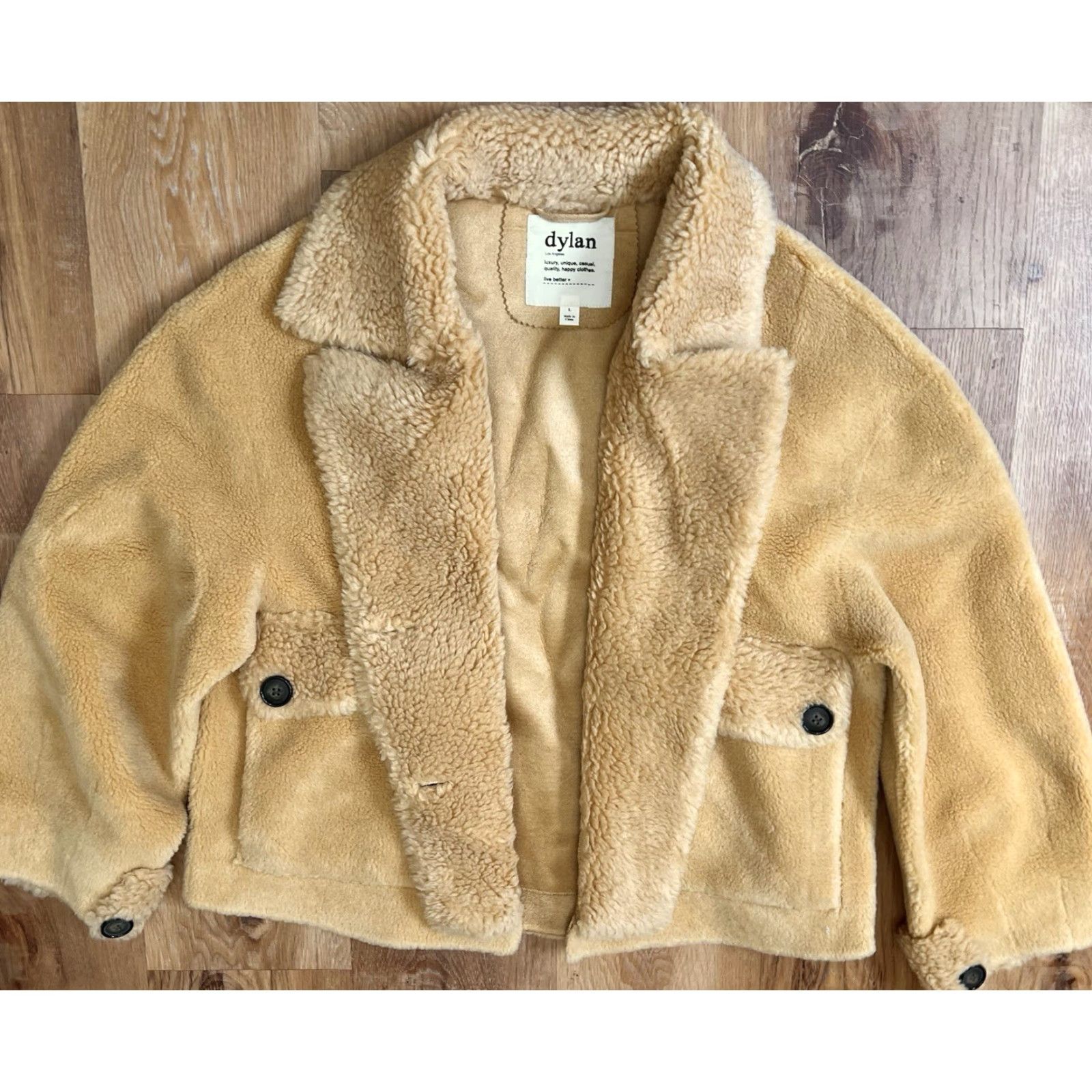 Vintage Dylan Coat Jacket Overcoat Women L Beige Polyester Faux Wool 26” 24” 20.5” Fall Winter Spring Vintage? No Size L / US 10 / IT 46 - 6 Thumbnail